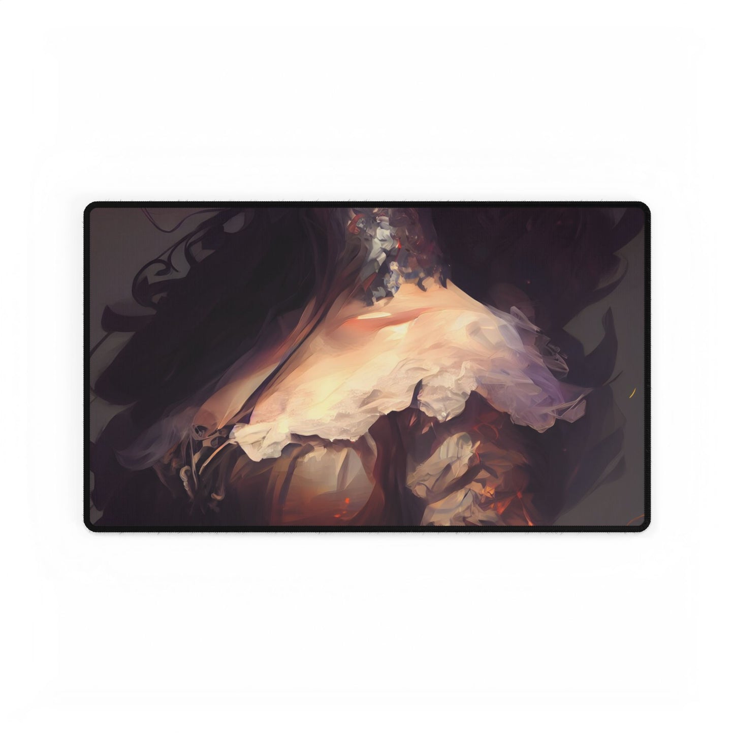Lovely Brown Hair Portrait: Stunning Female Art - Desk Mat