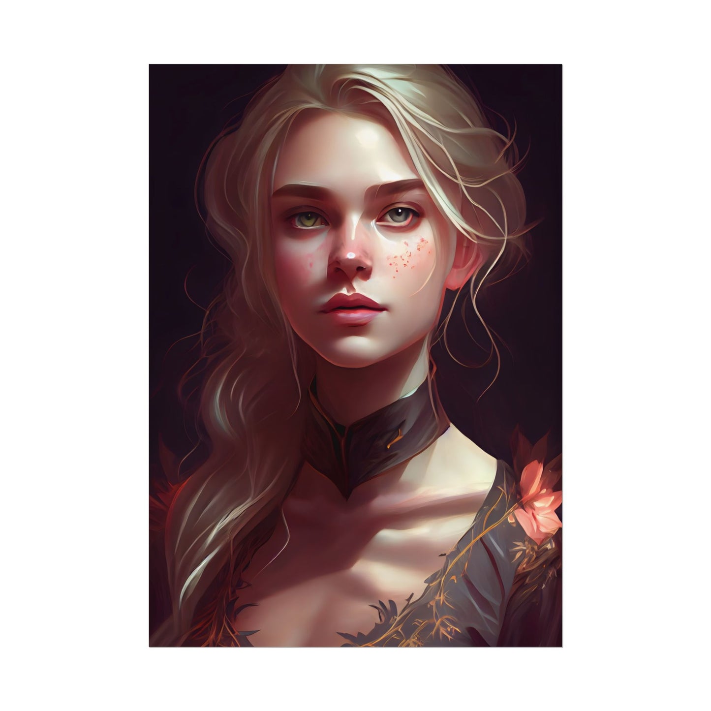 Astonishing Blonde Portrait: Artistic Beauty in Darkness - Poster