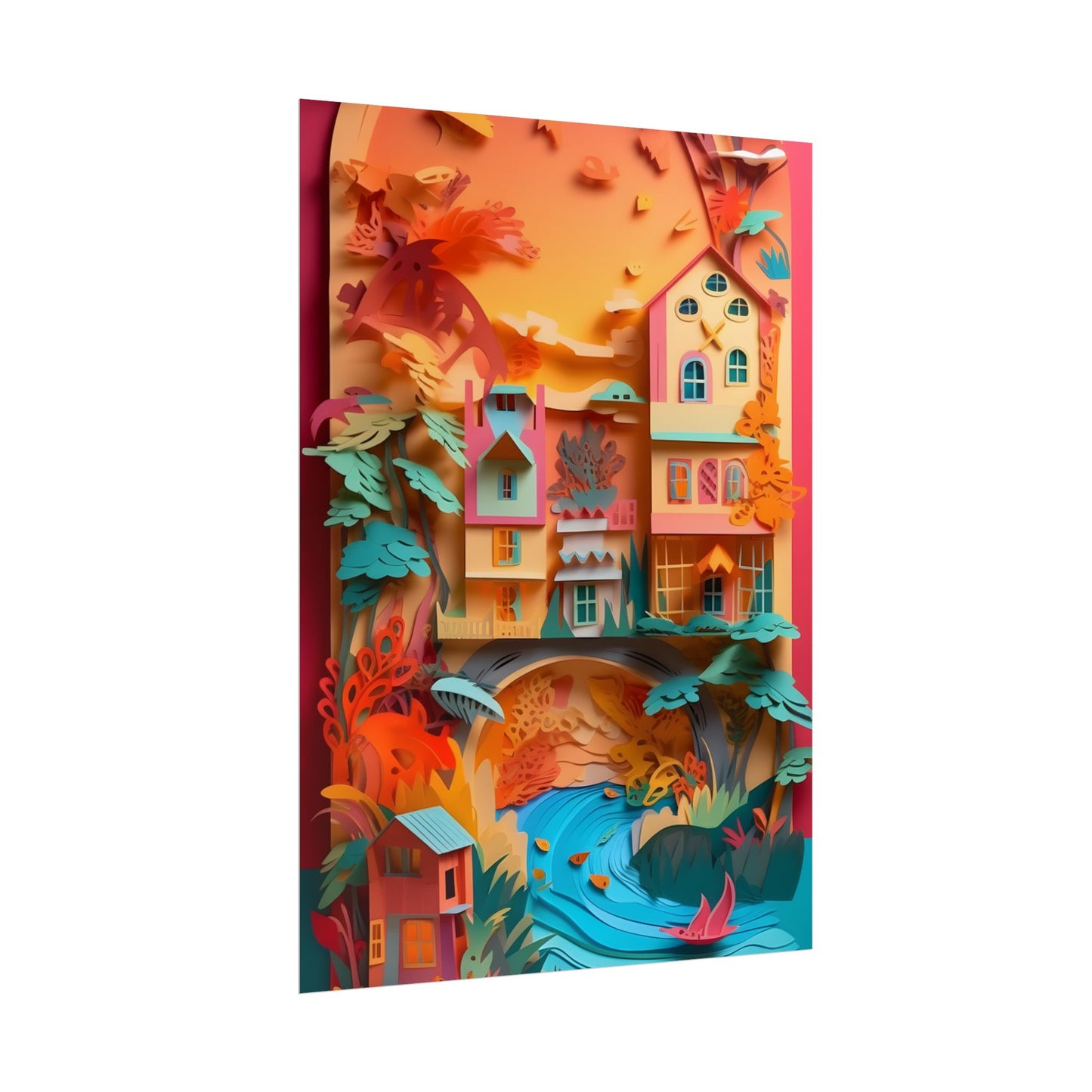 Whimsical Paper Quilling Illusion: Realistic Photograph - Poster
