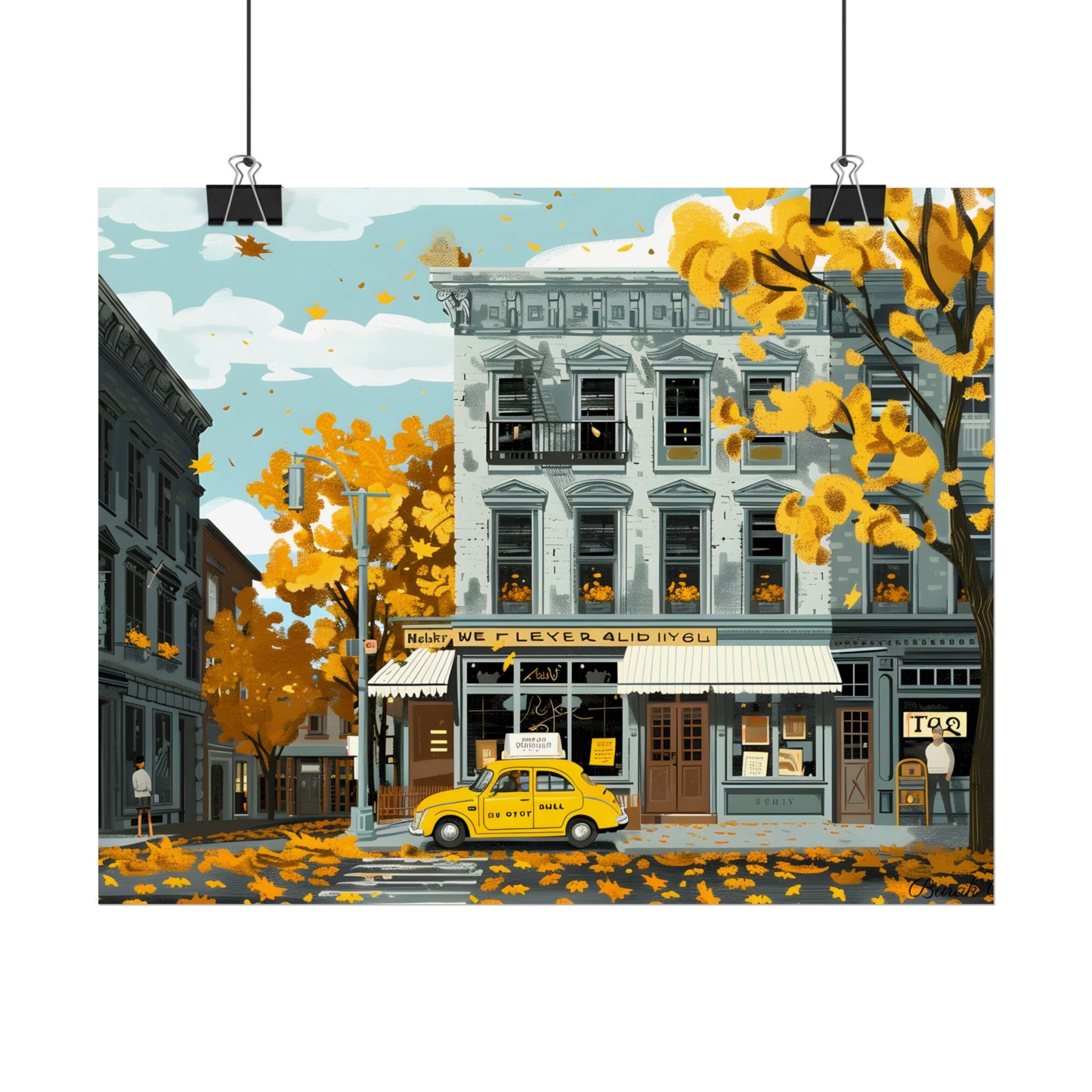 Whimsical Yellow Building: Ornate Illustration Artwork - Poster
