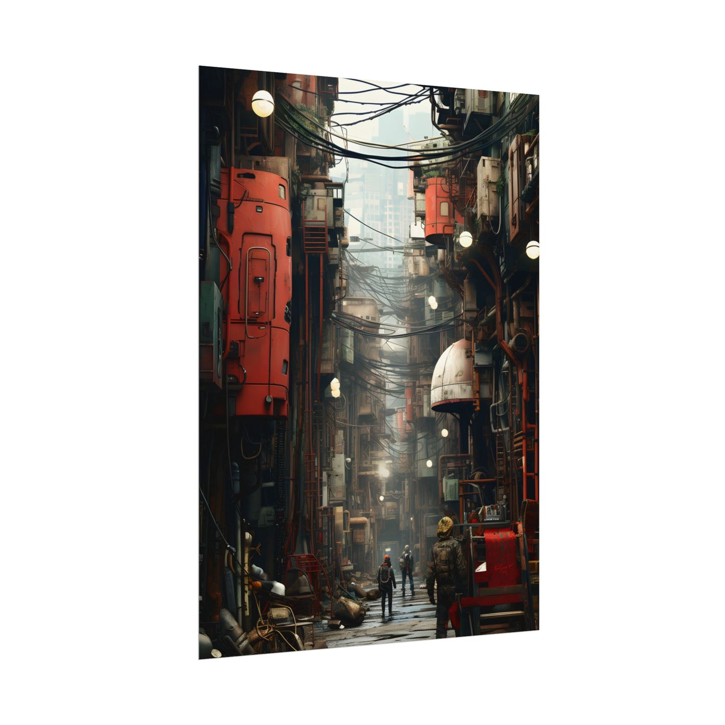 A New Era Unfolds: Post-Apocalyptic Steampunk Cityscape - Poster