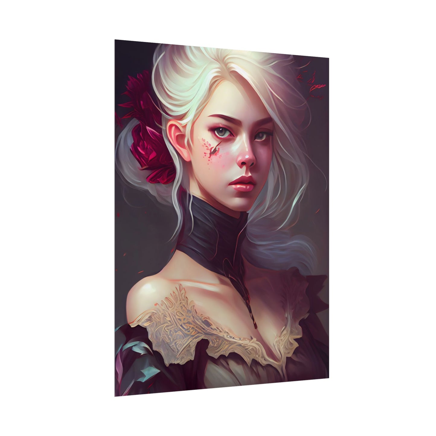 Blonde Beauty in Nature: Realistic Portrait Art - Poster