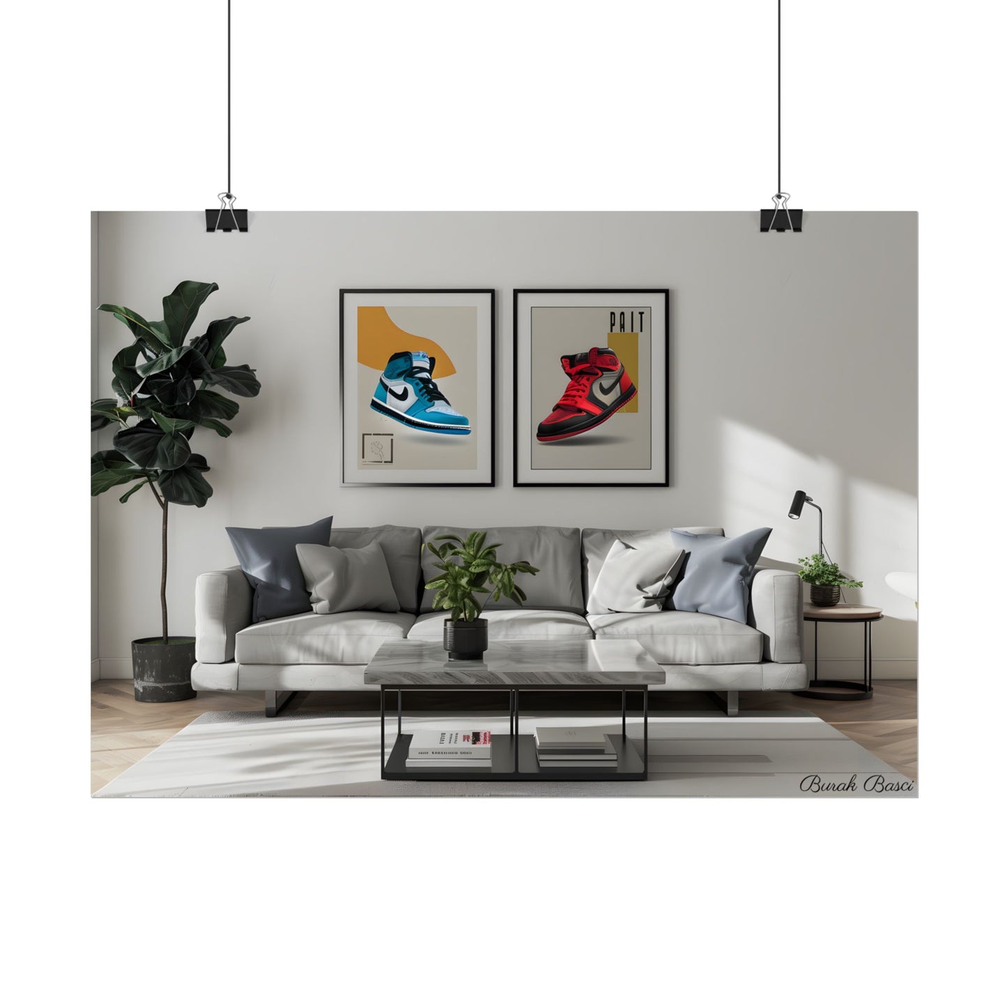 Minimalist Modern Living Room: Neutral Colors & Natural Light Art - Poster
