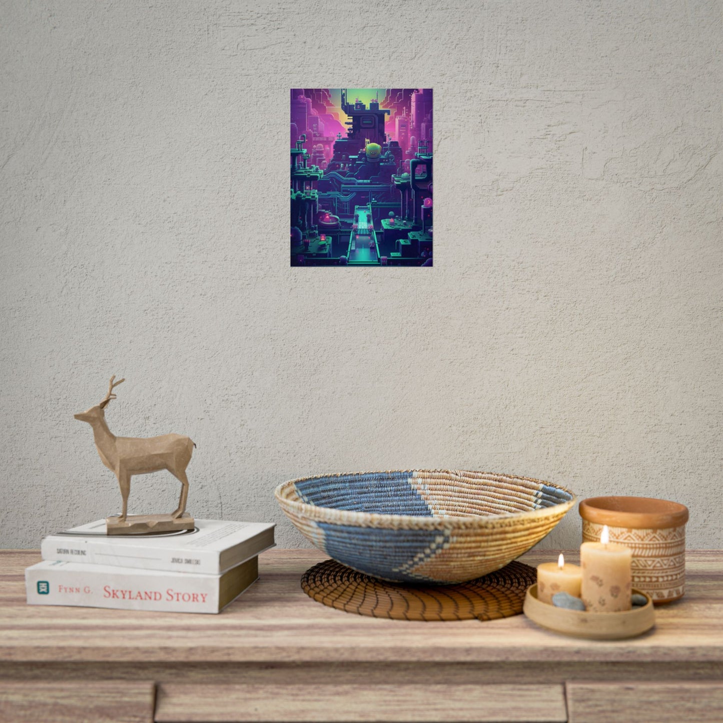 Vibrant Cyber-Pets: Gamified Pixelated Digital Art - Poster