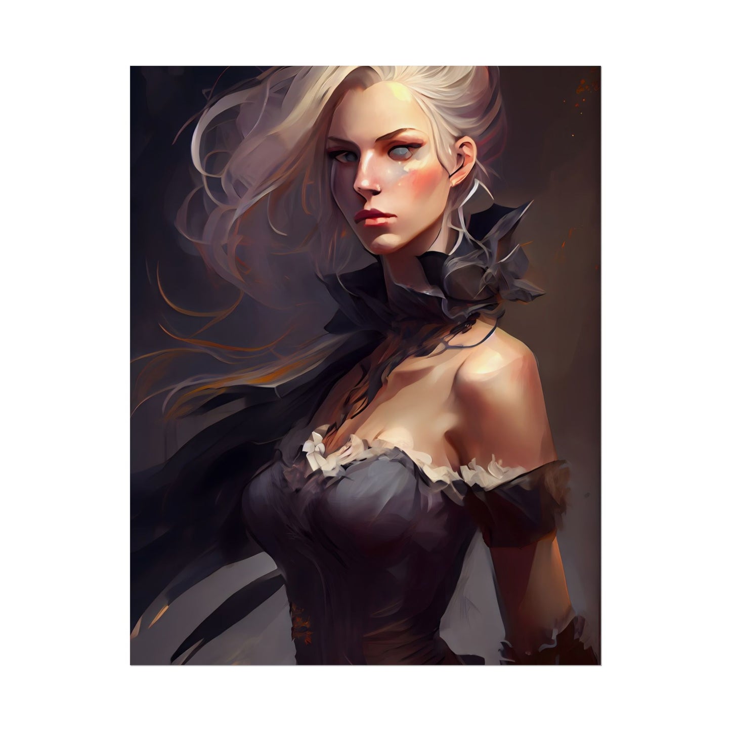 Elegant Blonde Beauty: Whirling Portrait Art - Poster