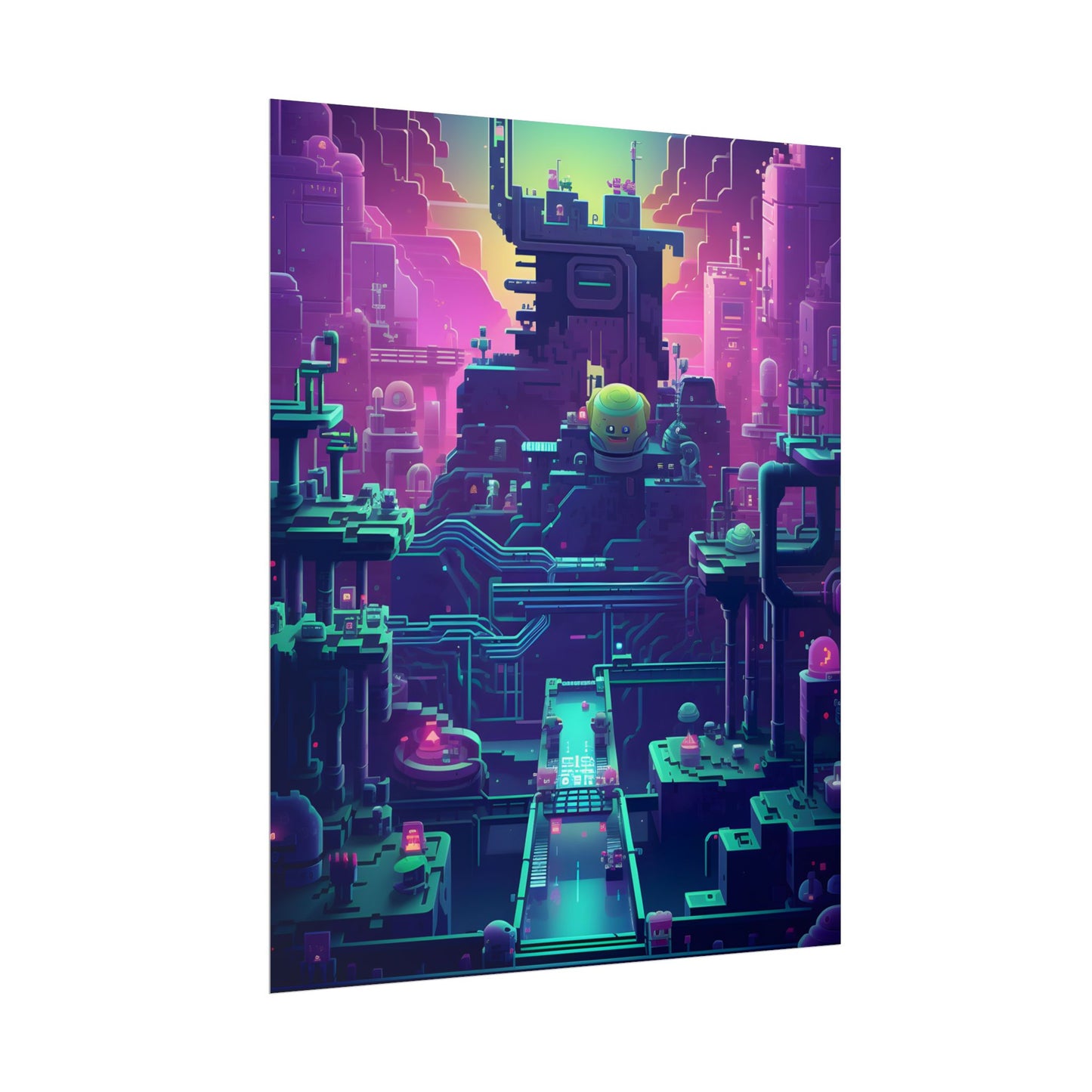 Vibrant Cyber-Pets: Gamified Pixelated Digital Art - Poster