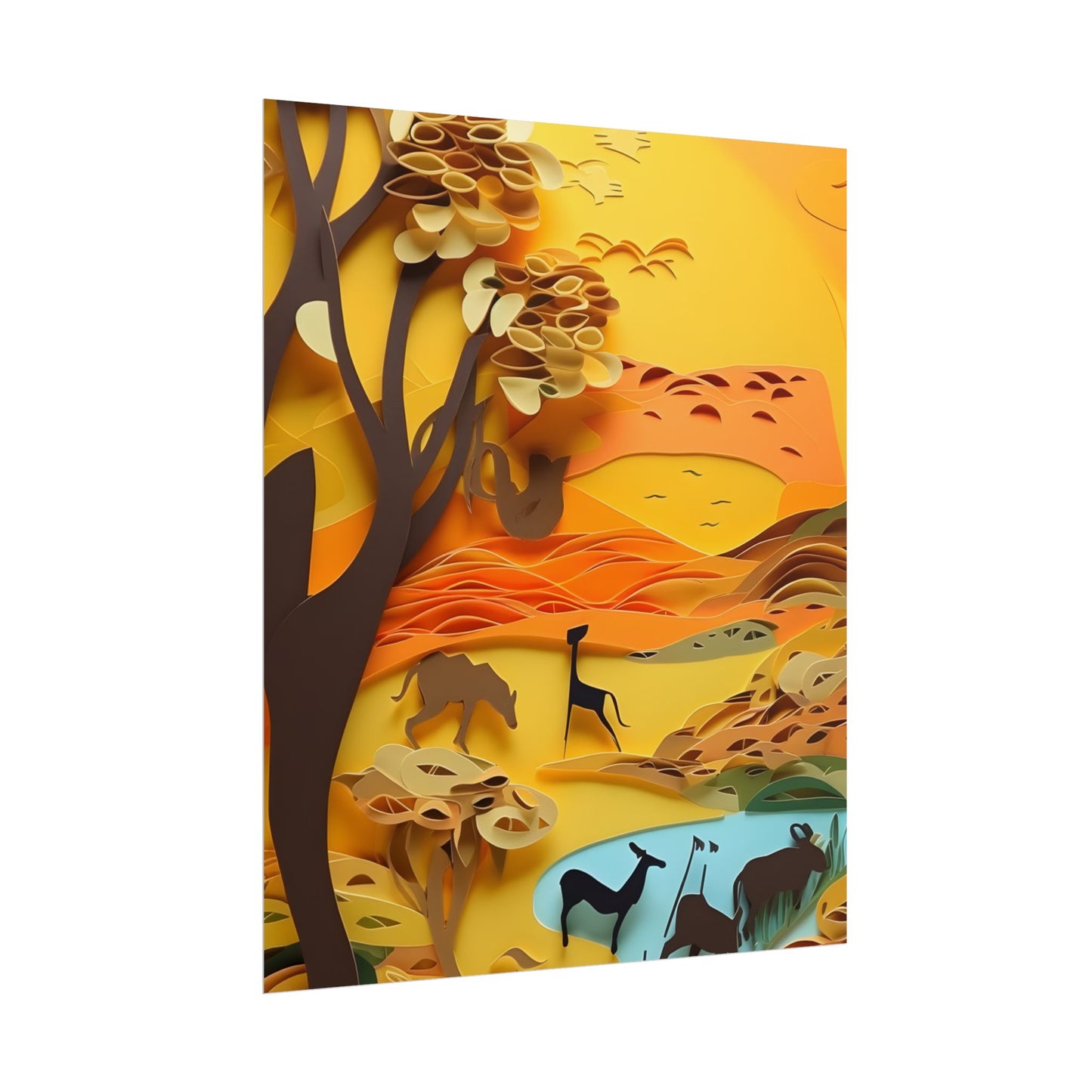 Vibrant African Landscape: Paper Quilling Art - Poster