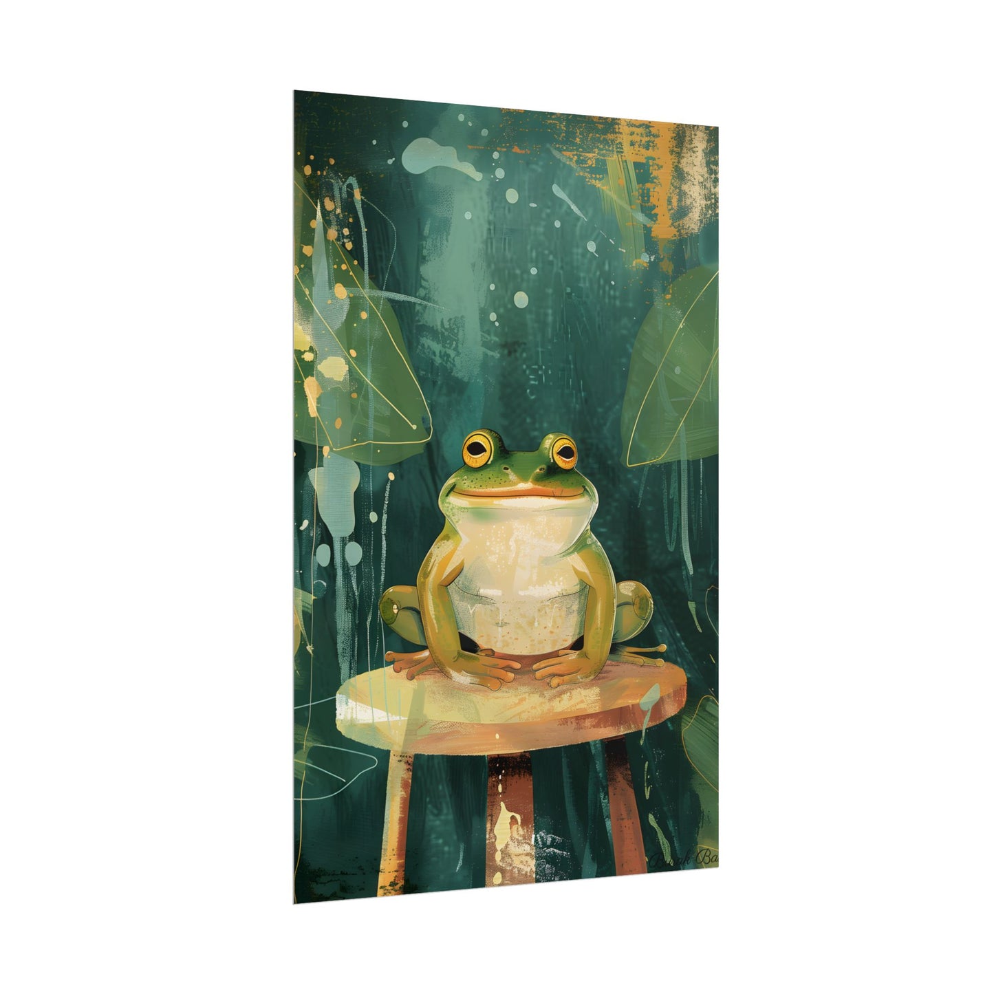 Whimsical Frog Cartoon: Colorful Ta Illustration - Poster