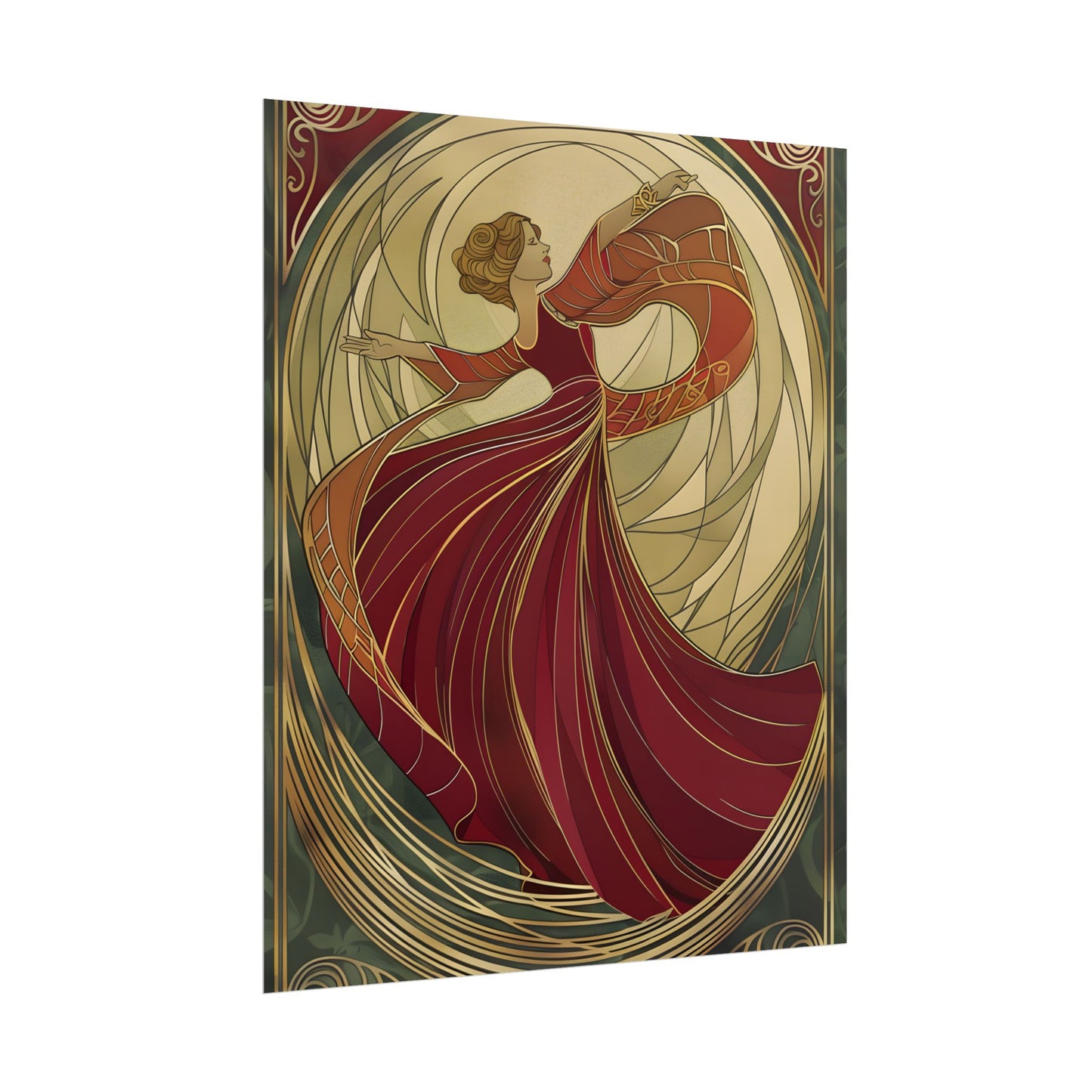 Vintage Art Nouveau Elegance: Black & White Poster - Poster