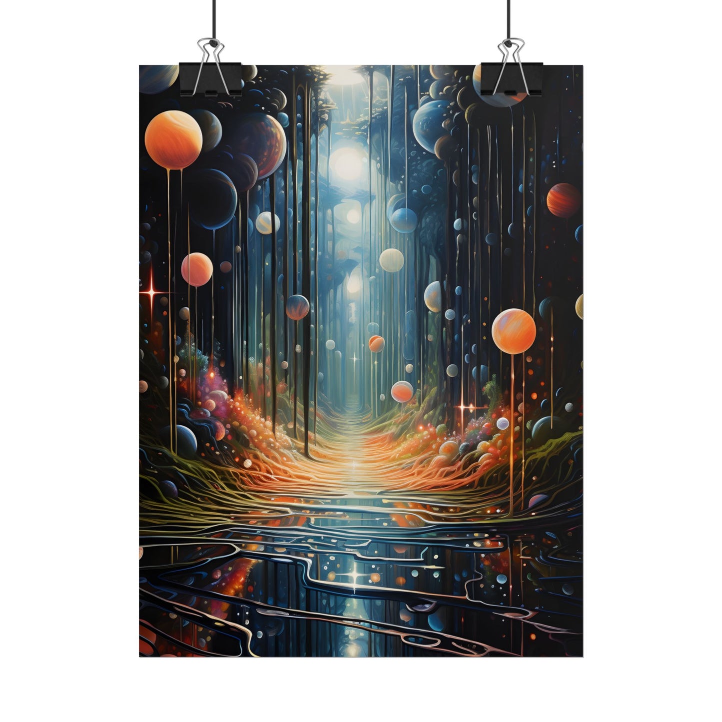 Vibrant Celestial Art Gallery: Otherworldly Landscape - Poster