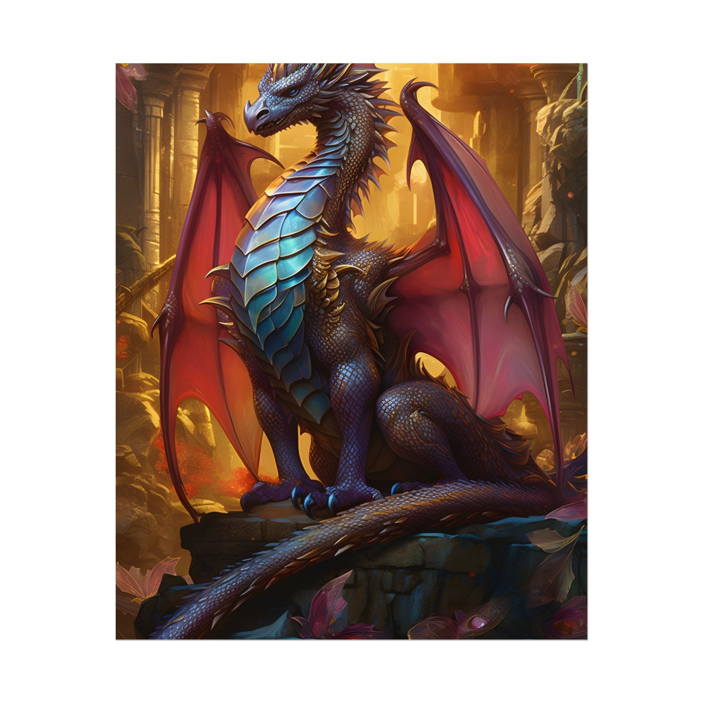 Ancient Dragon Guardian: Fantasy Artwork - Dragon Art - Poster