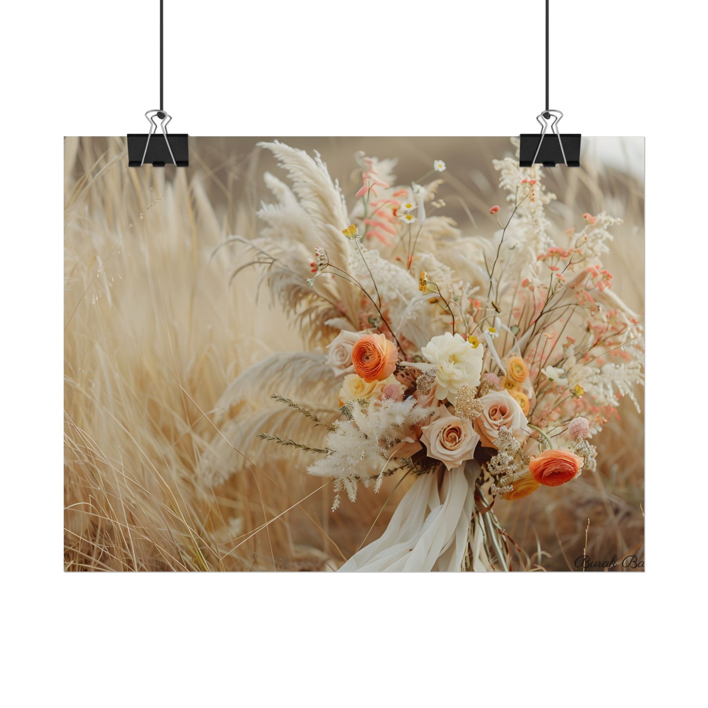 Whimsical Floral Oasis: Vibrant Pampas Artwork - Poster