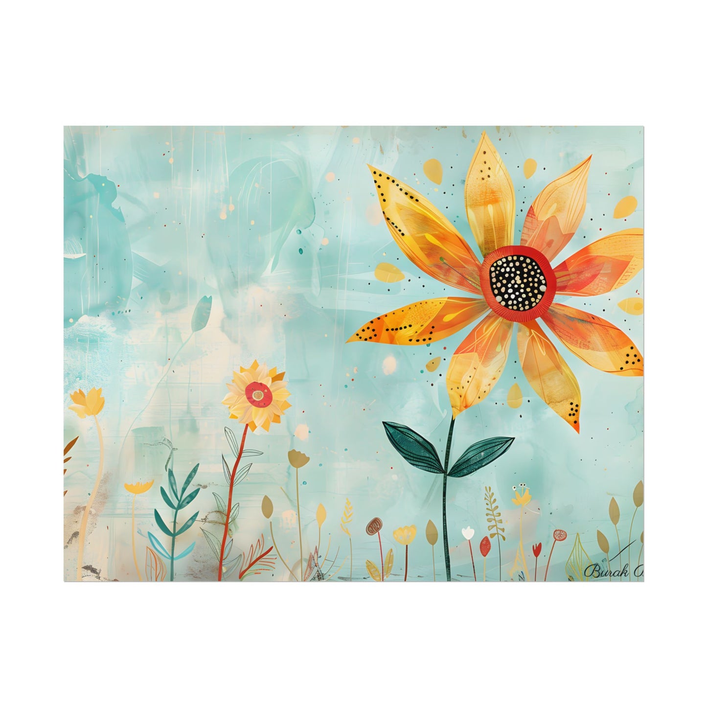 Blooming Growth: Whimsical Flower with Mindset Message Art - Poster
