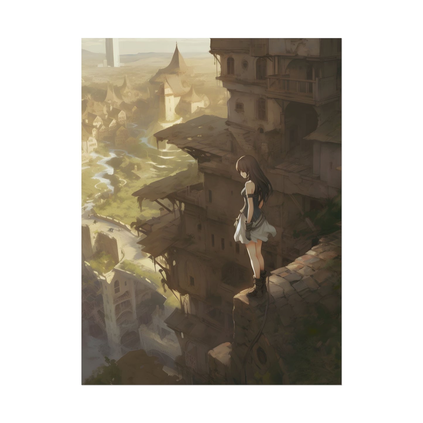Anime Bird in Flight: Feathered Friend Soaring Through Air - Poster