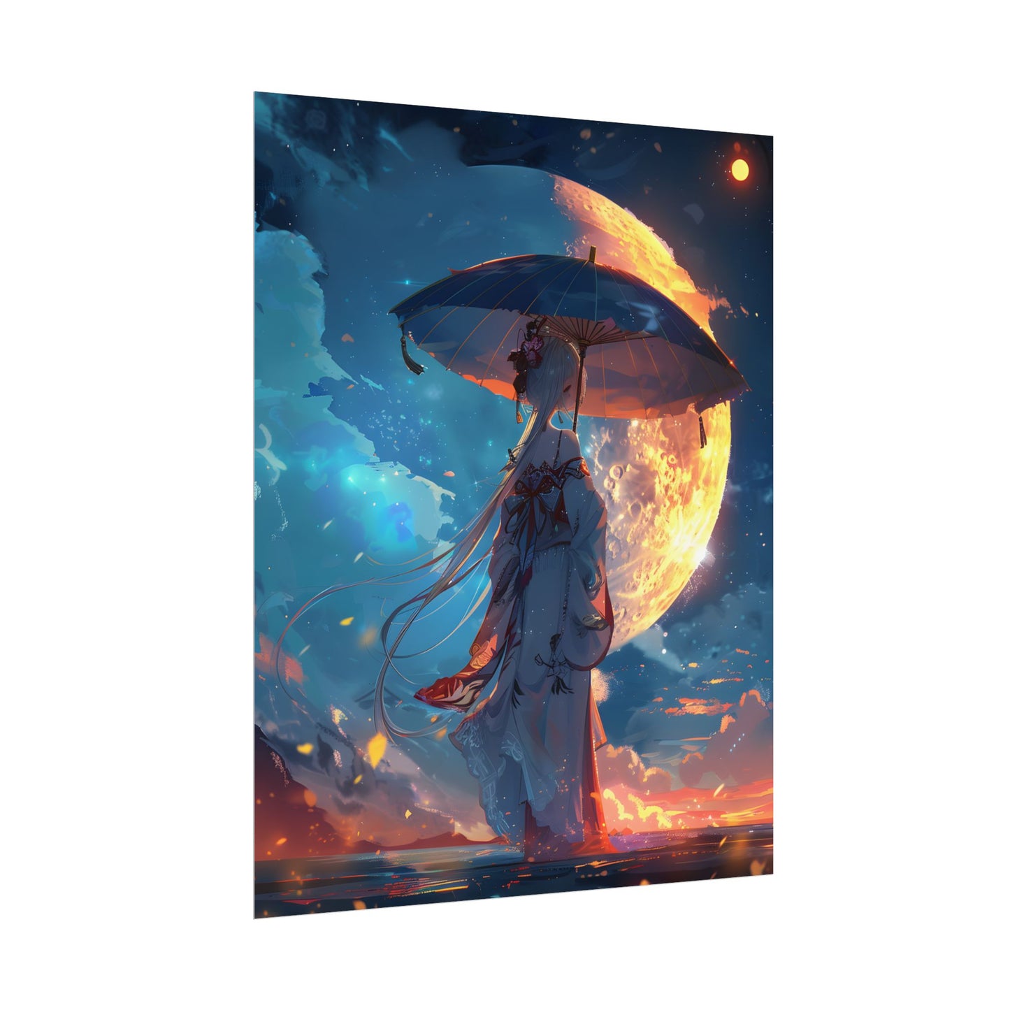 Winter Anime Girl: Holding Umbrella in Snowy Scene - Poster