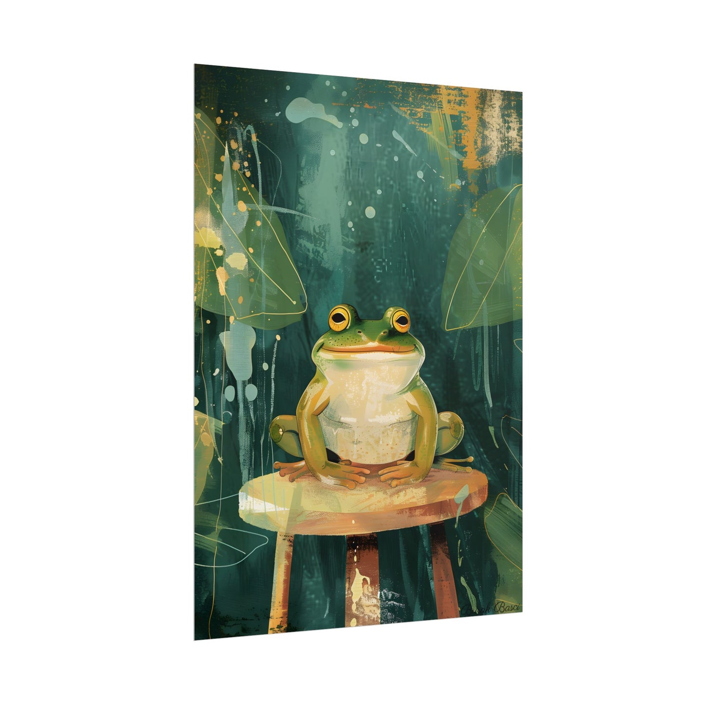 Whimsical Frog Cartoon: Colorful Ta Illustration - Poster