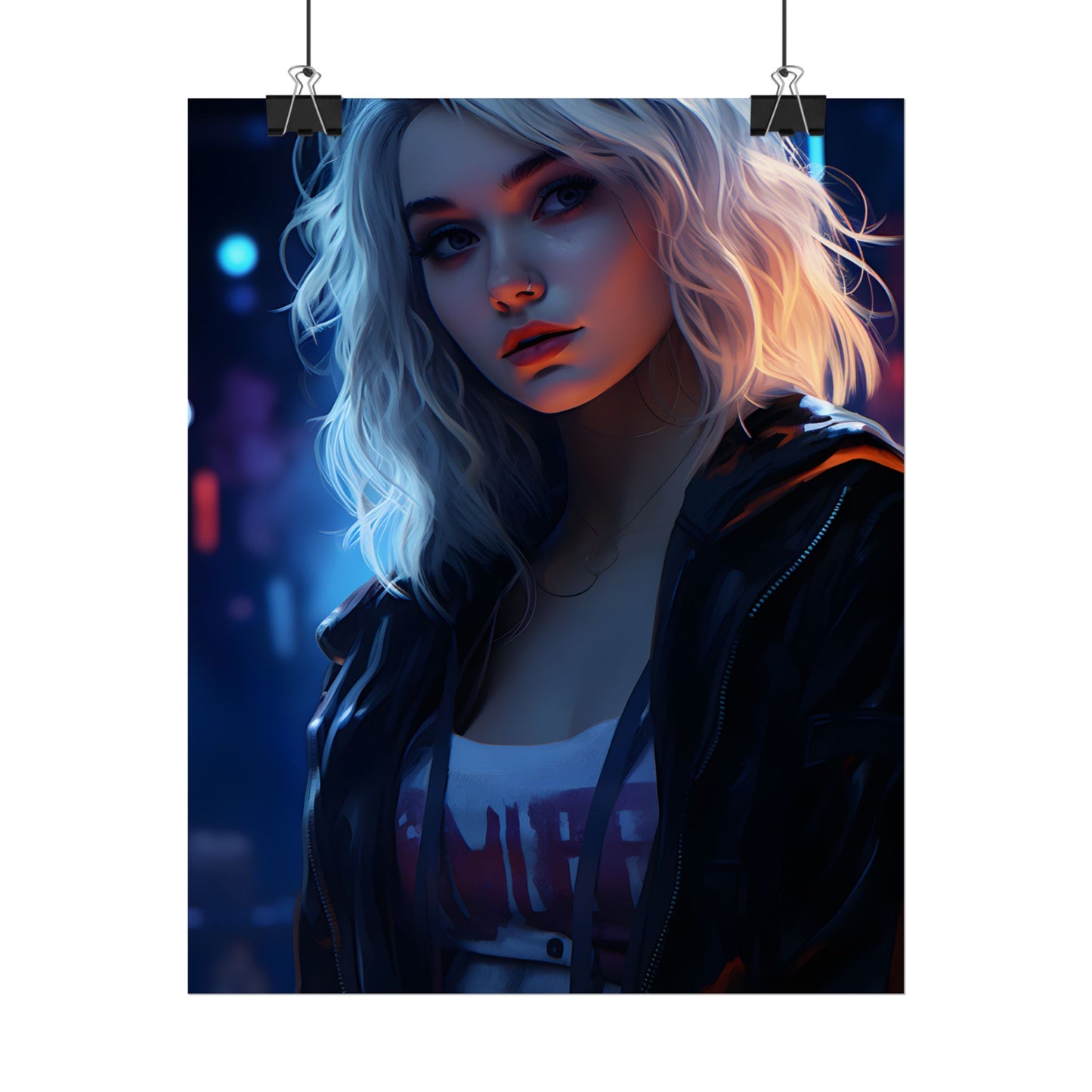 Blonde Portrait: A Teen's Cyberpunk Moment - Poster