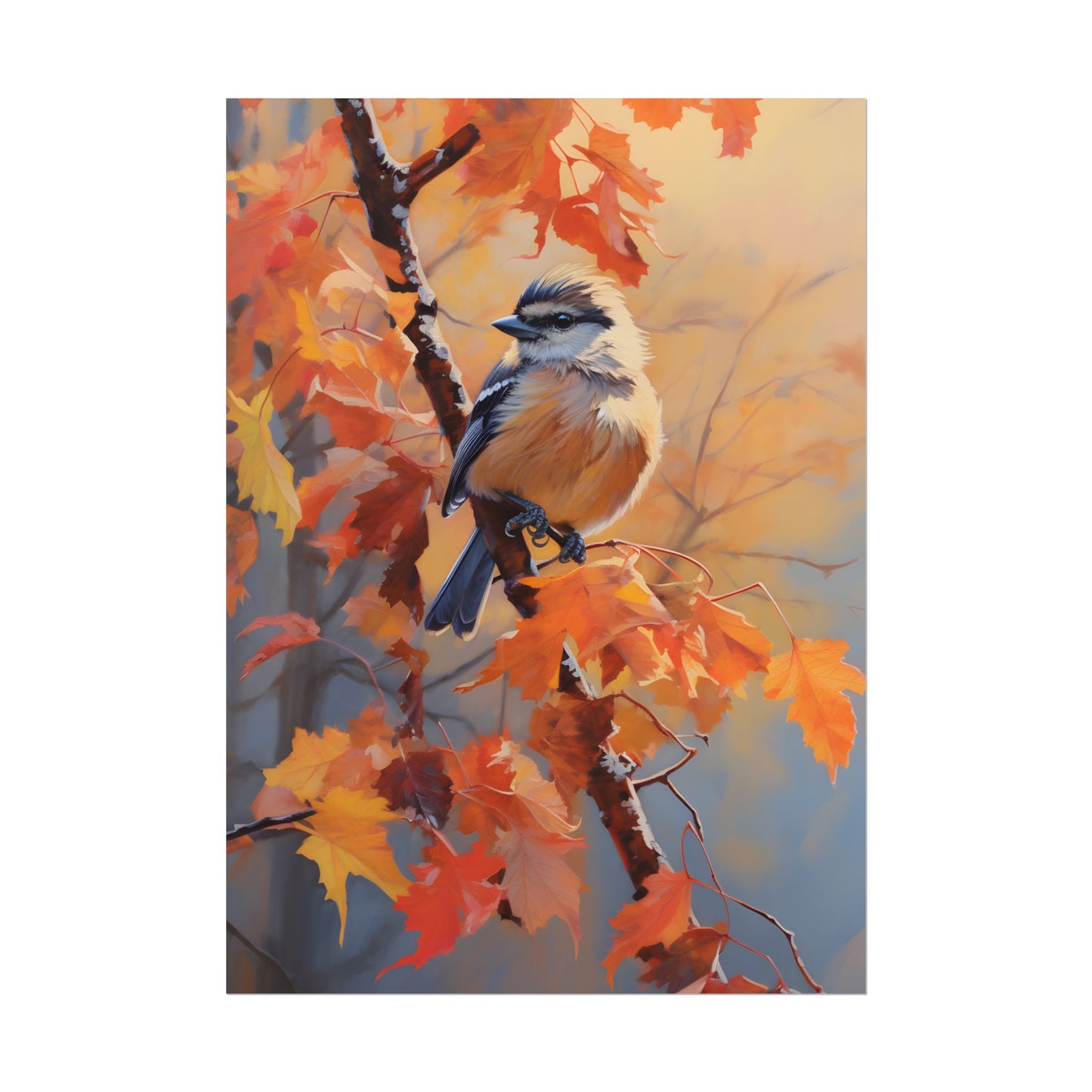 Vibrant Oak Branch: Oil Painting in Nature - Poster