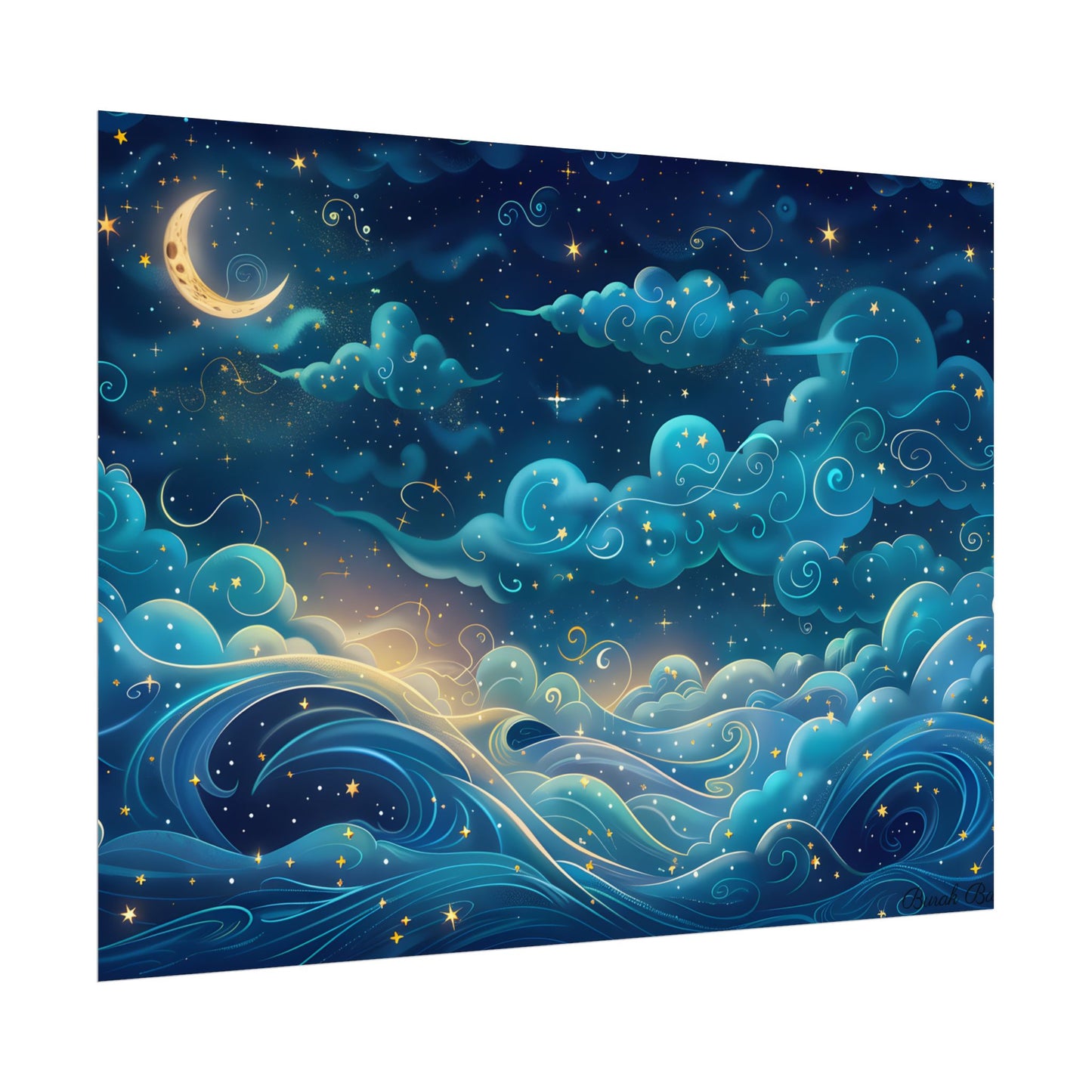 Twinkling Stellar Night Sky: Whimsical Dreamy Artwork - Poster