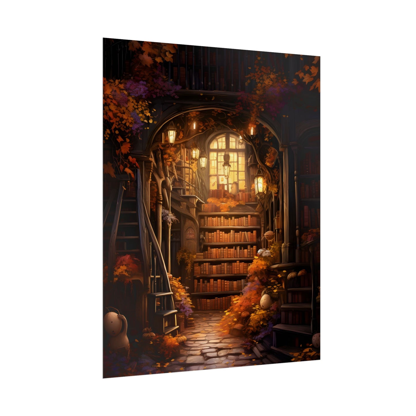 Whimsical Magical Bookshop: Enchanting Artwork in a Hidden Corner - Poster