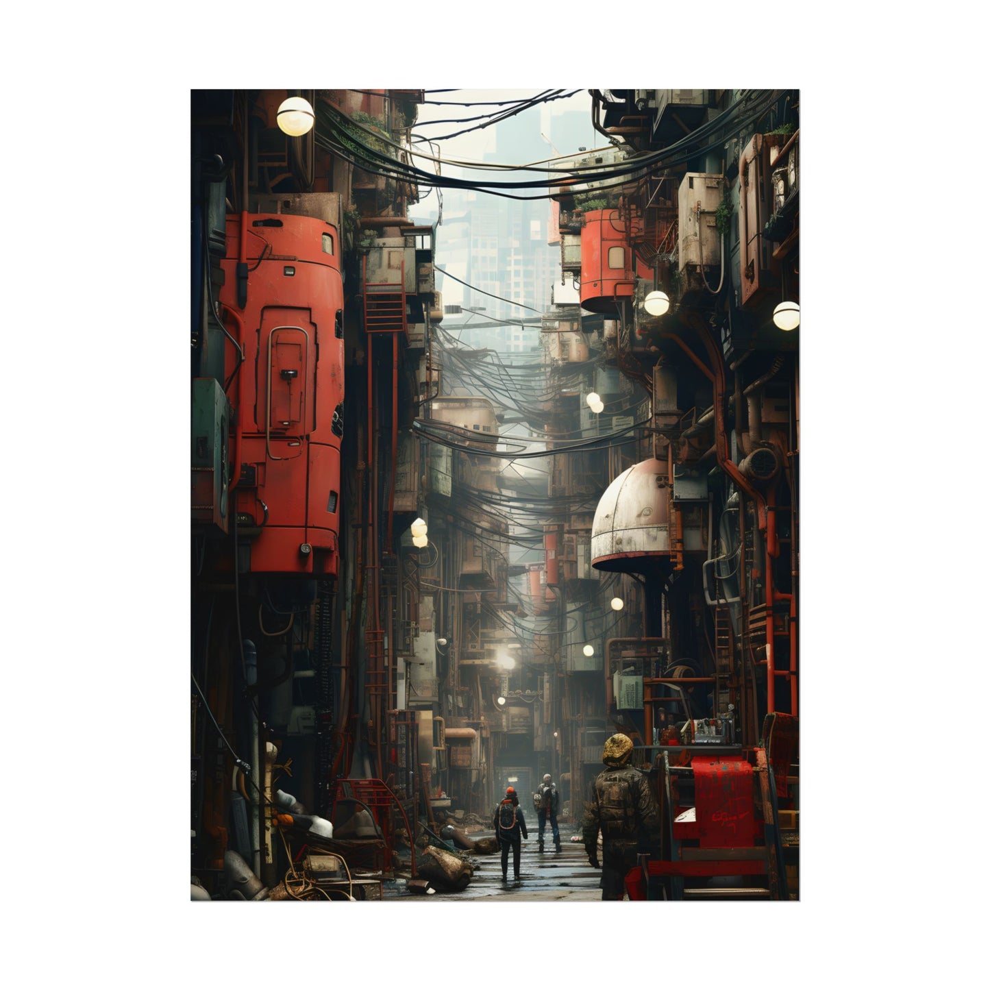 A New Era Unfolds: Post-Apocalyptic Steampunk Cityscape - Poster