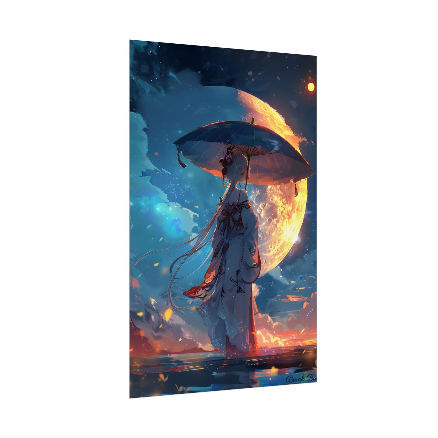 Winter Anime Girl: Holding Umbrella in Snowy Scene - Poster