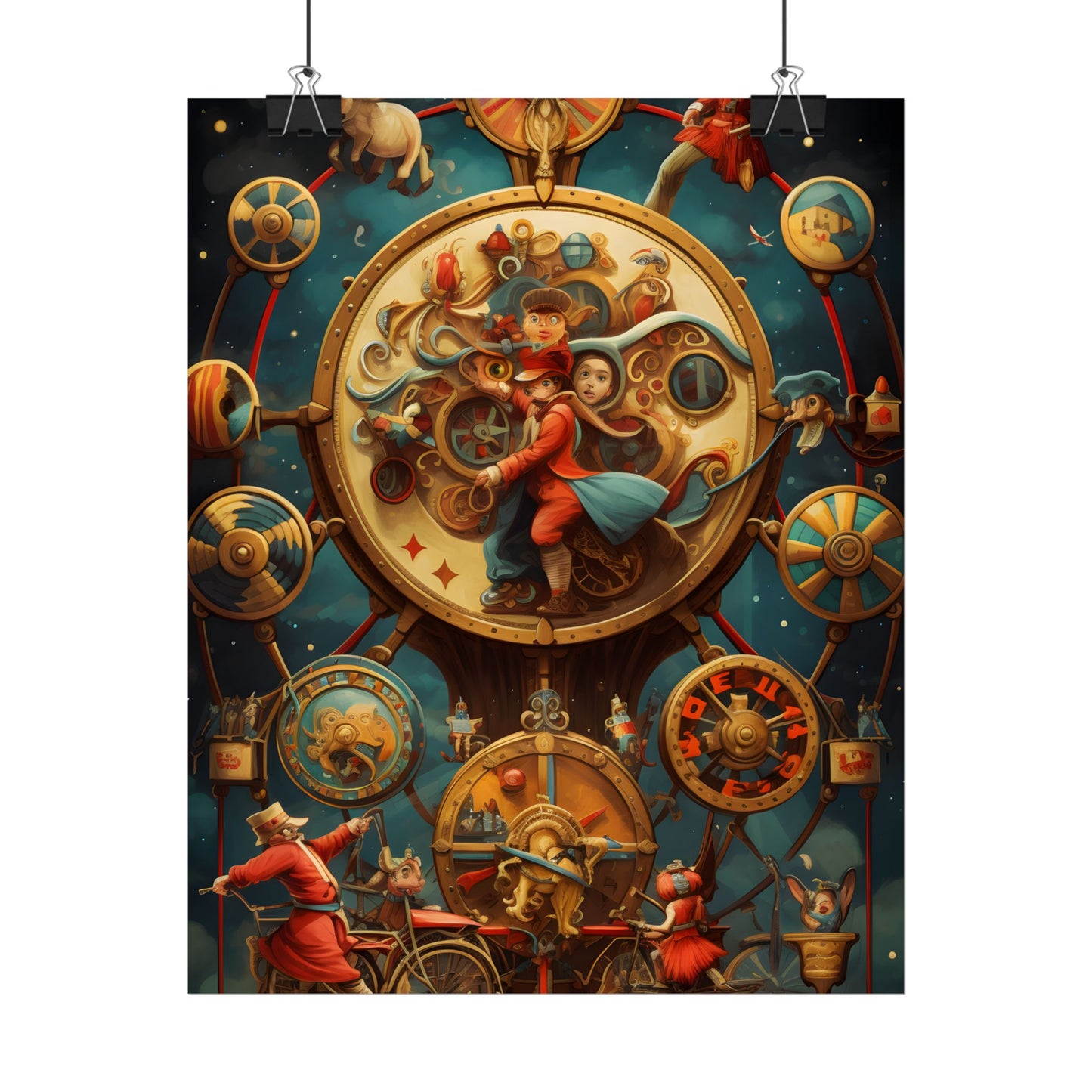 Whimsical Clockwork Circus: Fantastical Mechanical Art - Poster