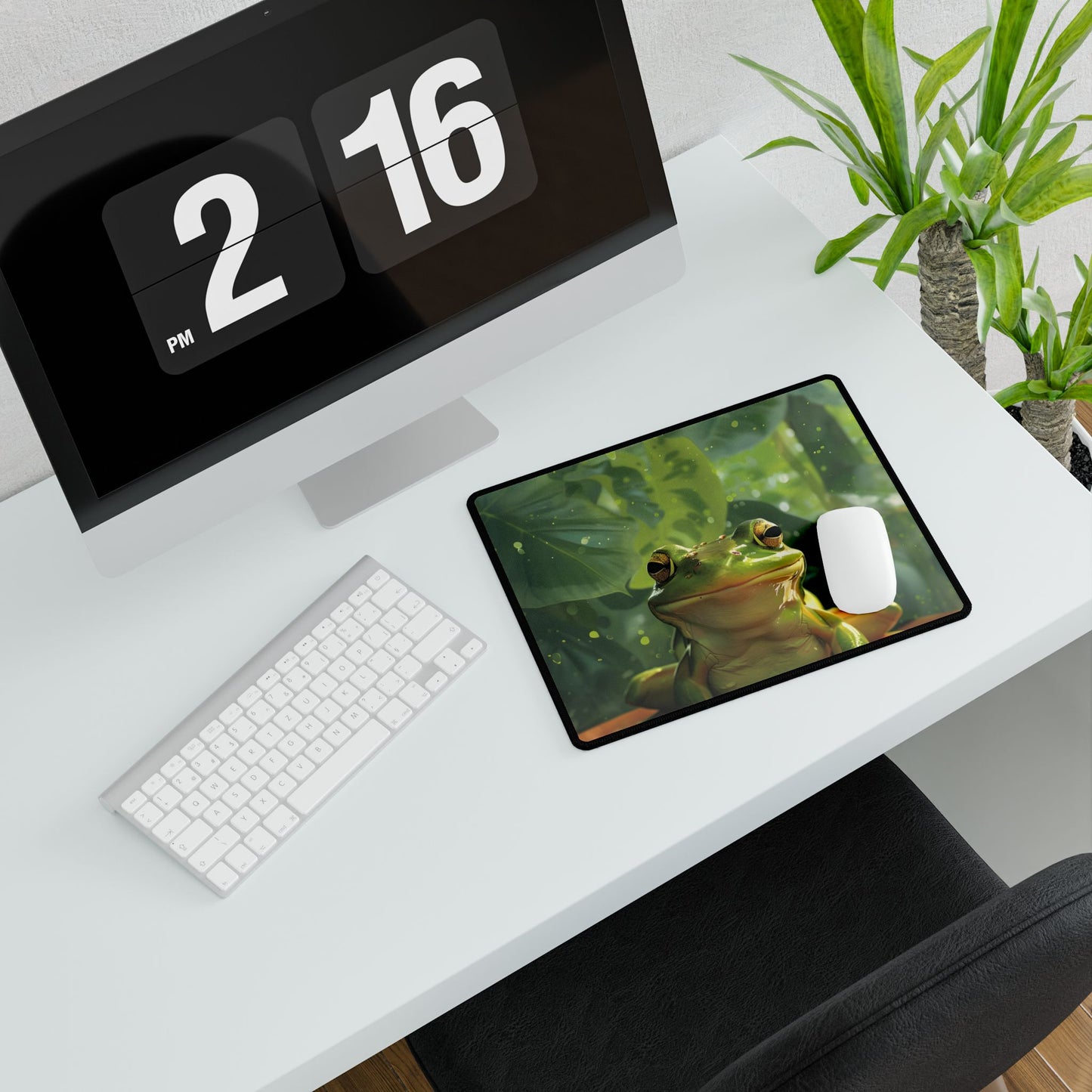 Whimsical Frog Oasis: A Peaceful Lily Pad Scene - Desk Mat