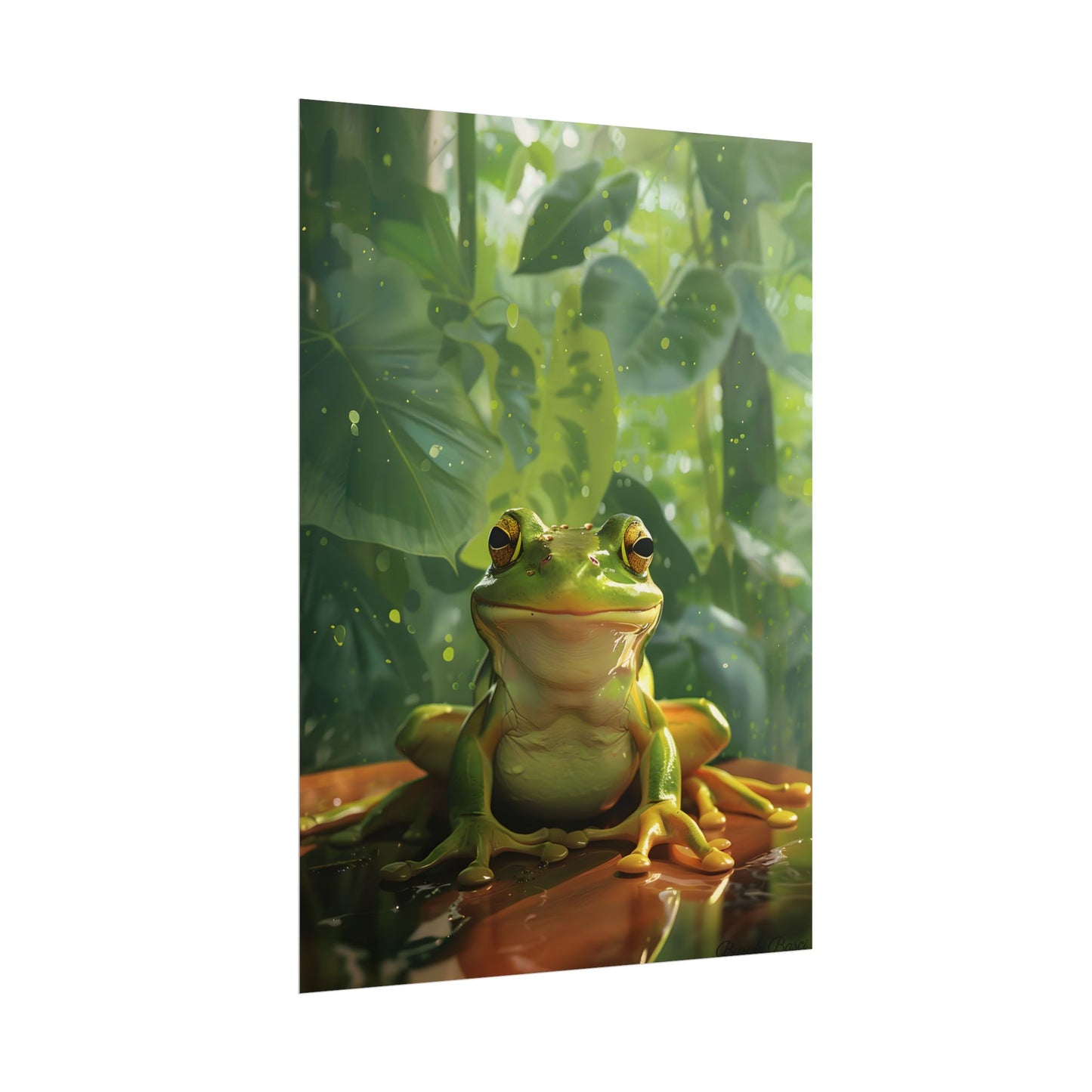 Whimsical Frog Oasis: A Peaceful Lily Pad Scene - Poster