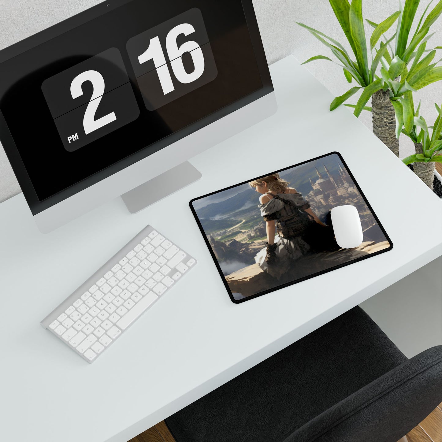 Anime Dreams: Flying Blonde Digital Artwork - Desk Mat