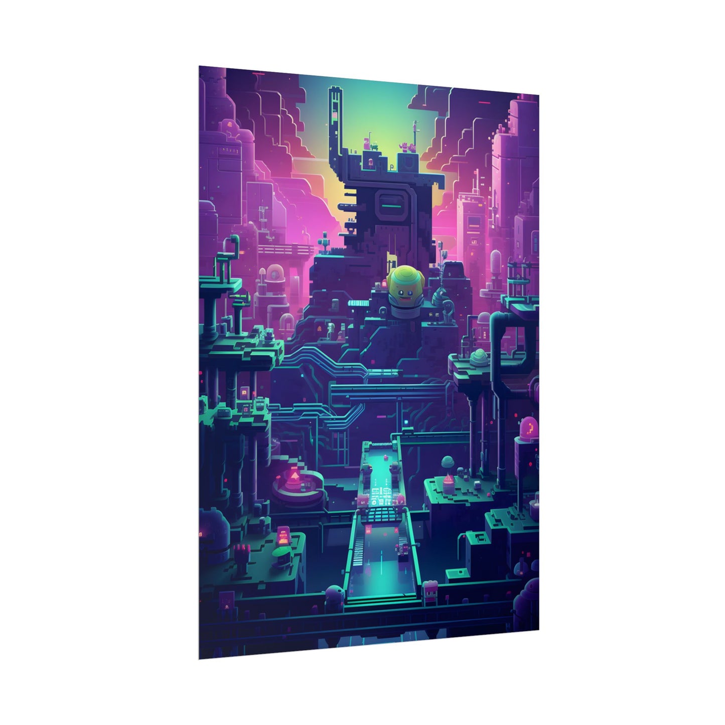 Vibrant Cyber-Pets: Gamified Pixelated Digital Art - Poster