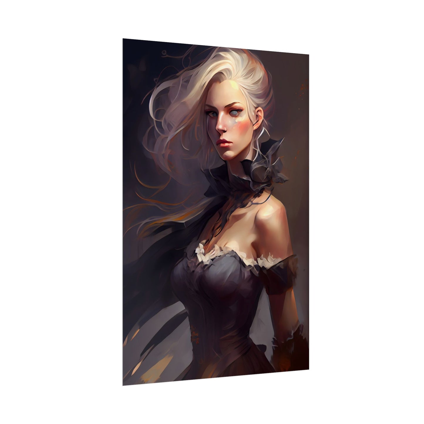 Elegant Blonde Beauty: Whirling Portrait Art - Poster