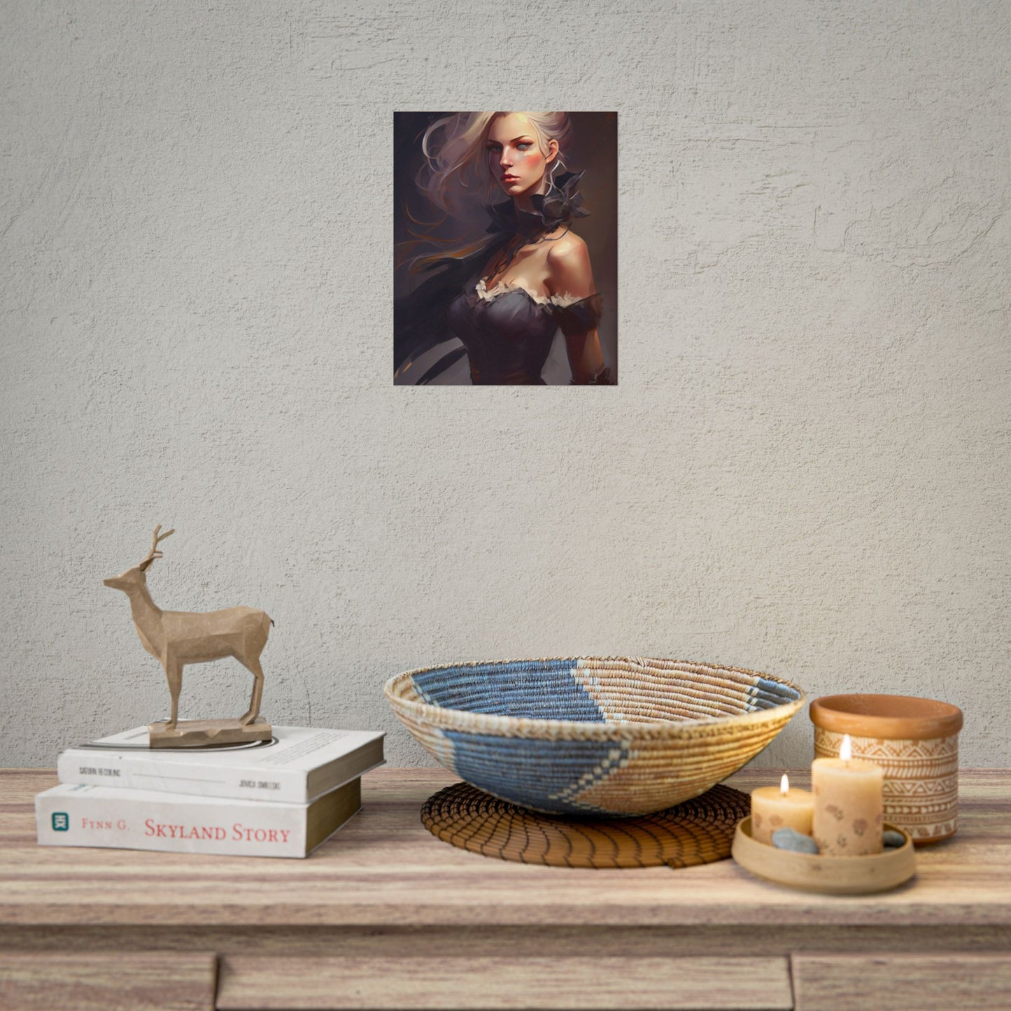 Elegant Blonde Beauty: Whirling Portrait Art - Poster