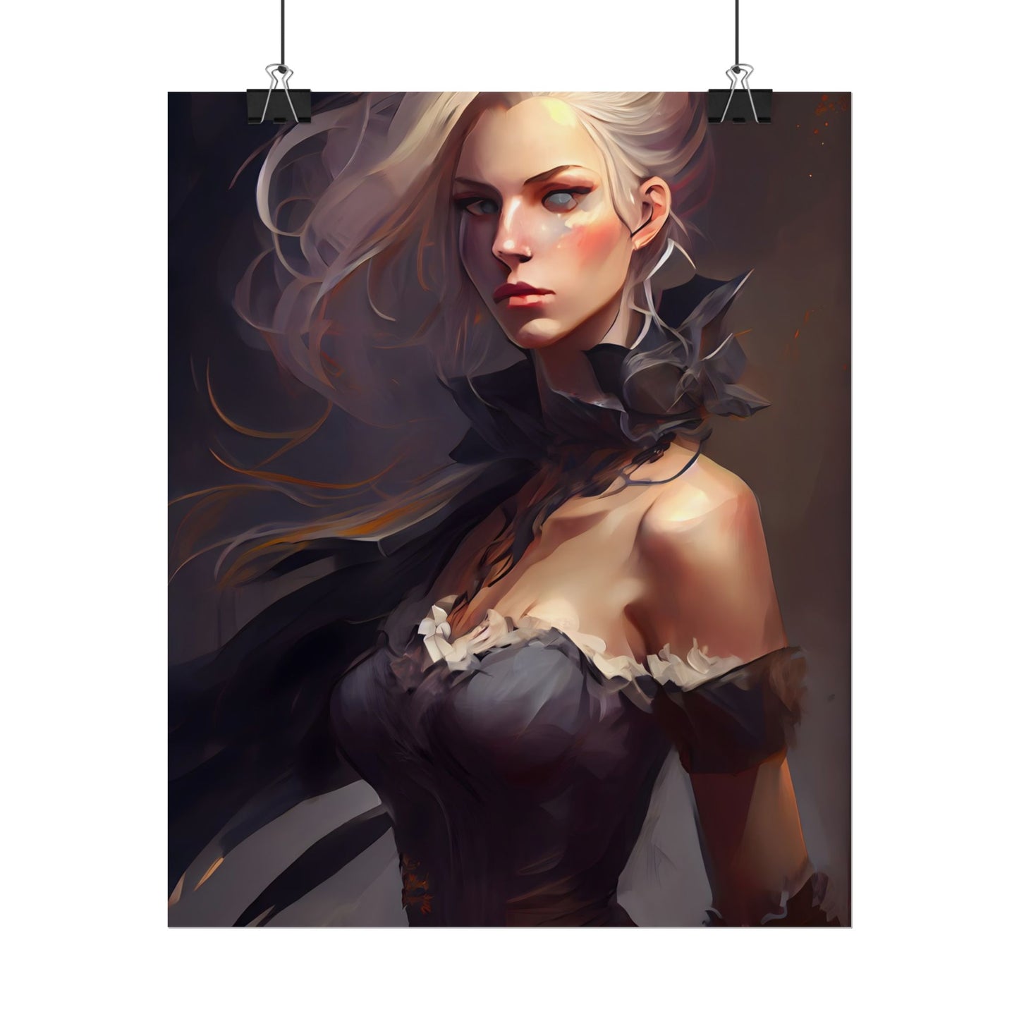 Elegant Blonde Beauty: Whirling Portrait Art - Poster