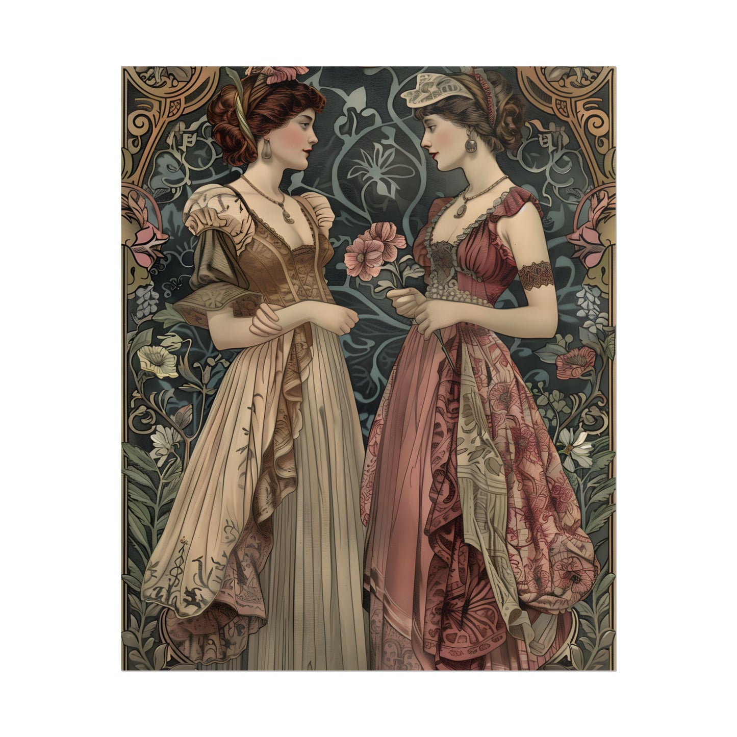 Women in Ornate Attire: Formal Primrose Ceremony - Poster
