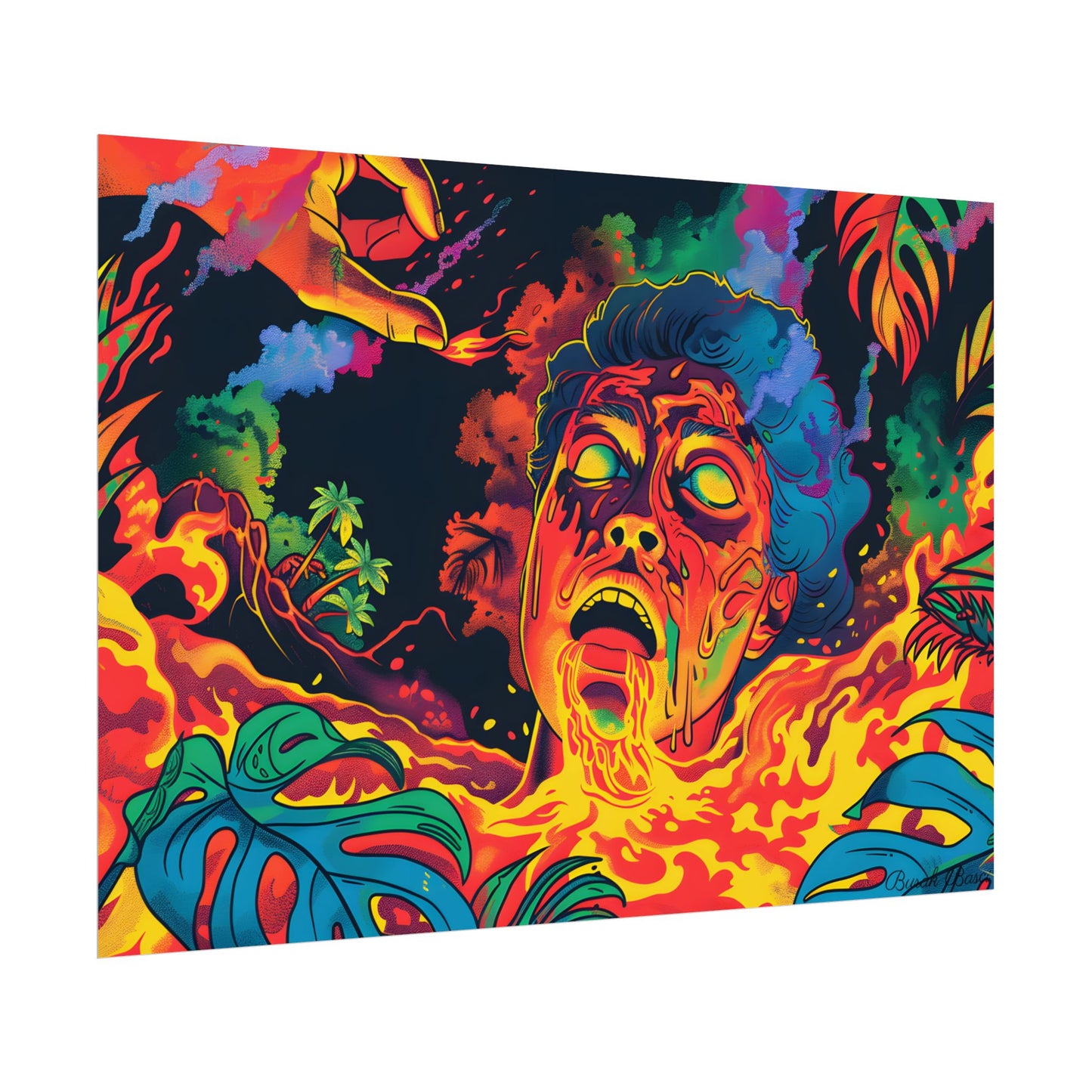 Whimsical Reading Moment: Cartoonish Illustration - Poster