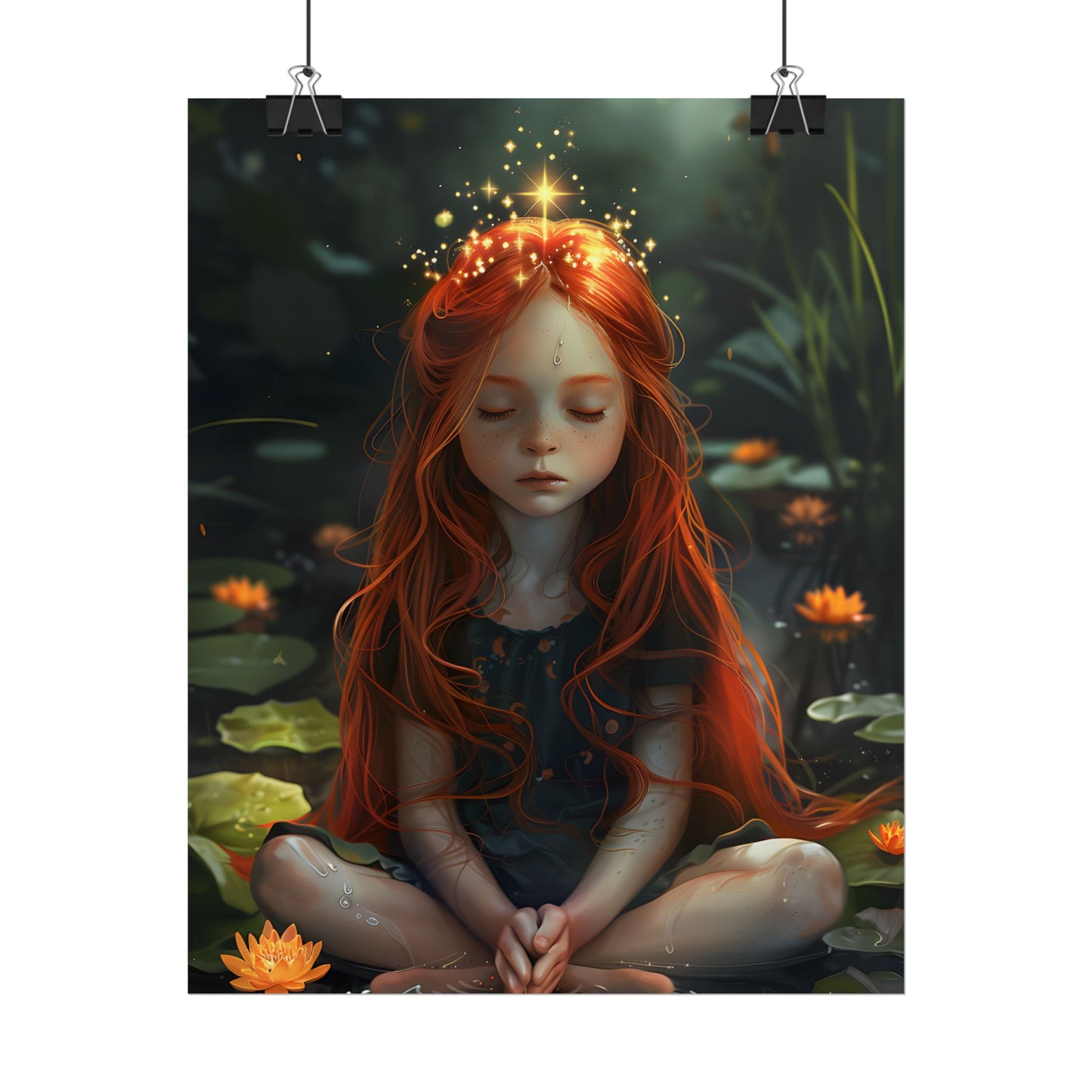 Vibrant Young Girl: Sparkling Red Hair Artwork - Poster