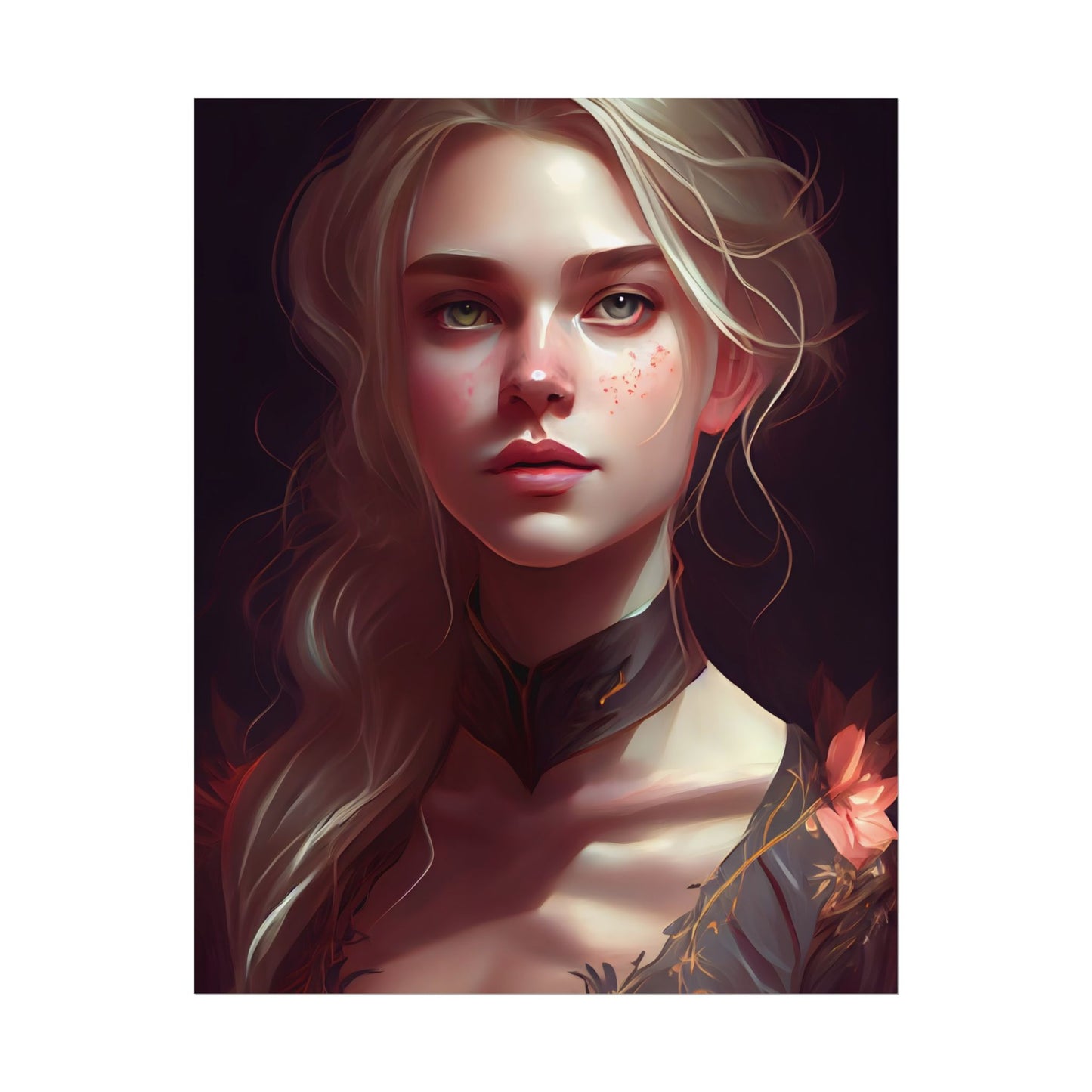 Astonishing Blonde Portrait: Artistic Beauty in Darkness - Poster