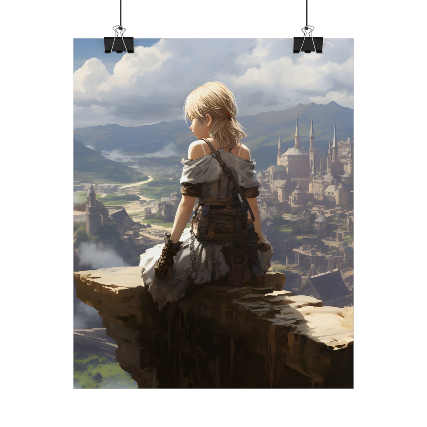 Anime Dreams: Flying Blonde Digital Artwork - Poster