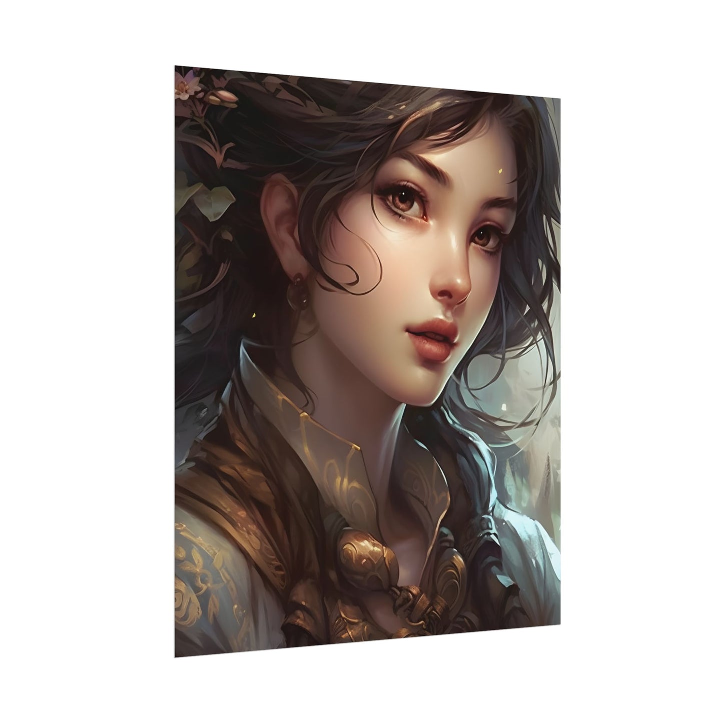 Astonishing Brunette Portrait: Elegant Digital Artwork - Poster