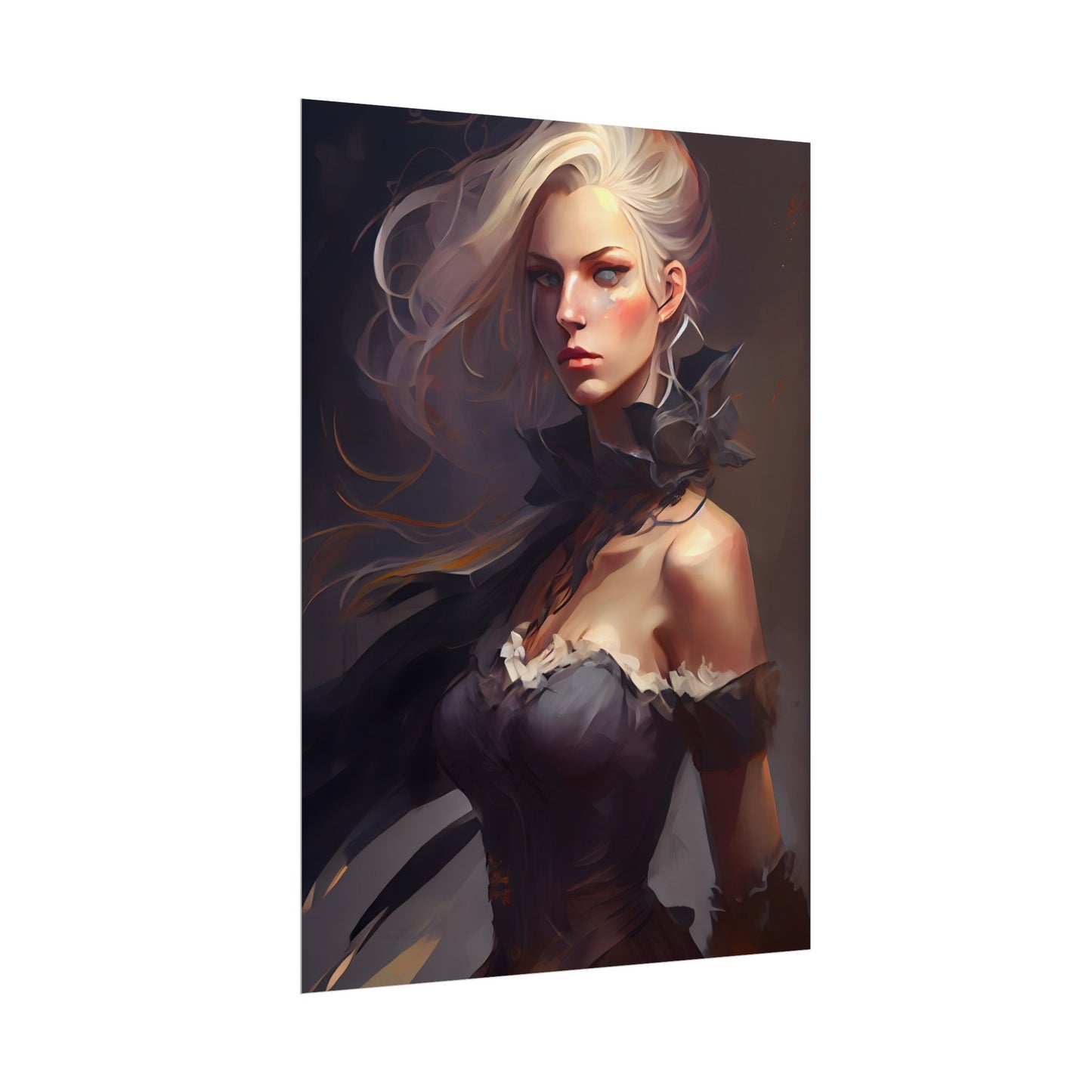 Elegant Blonde Beauty: Whirling Portrait Art - Poster