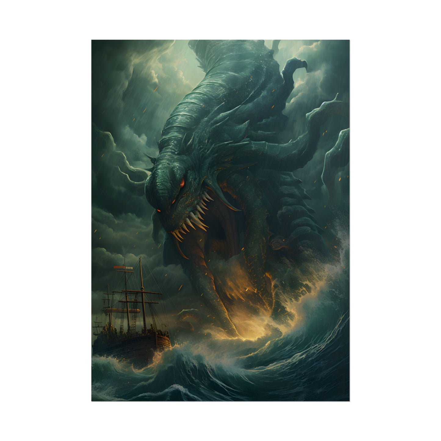Ancient Sea Monsters: Mythical Marine Reptile Artwork - Poster