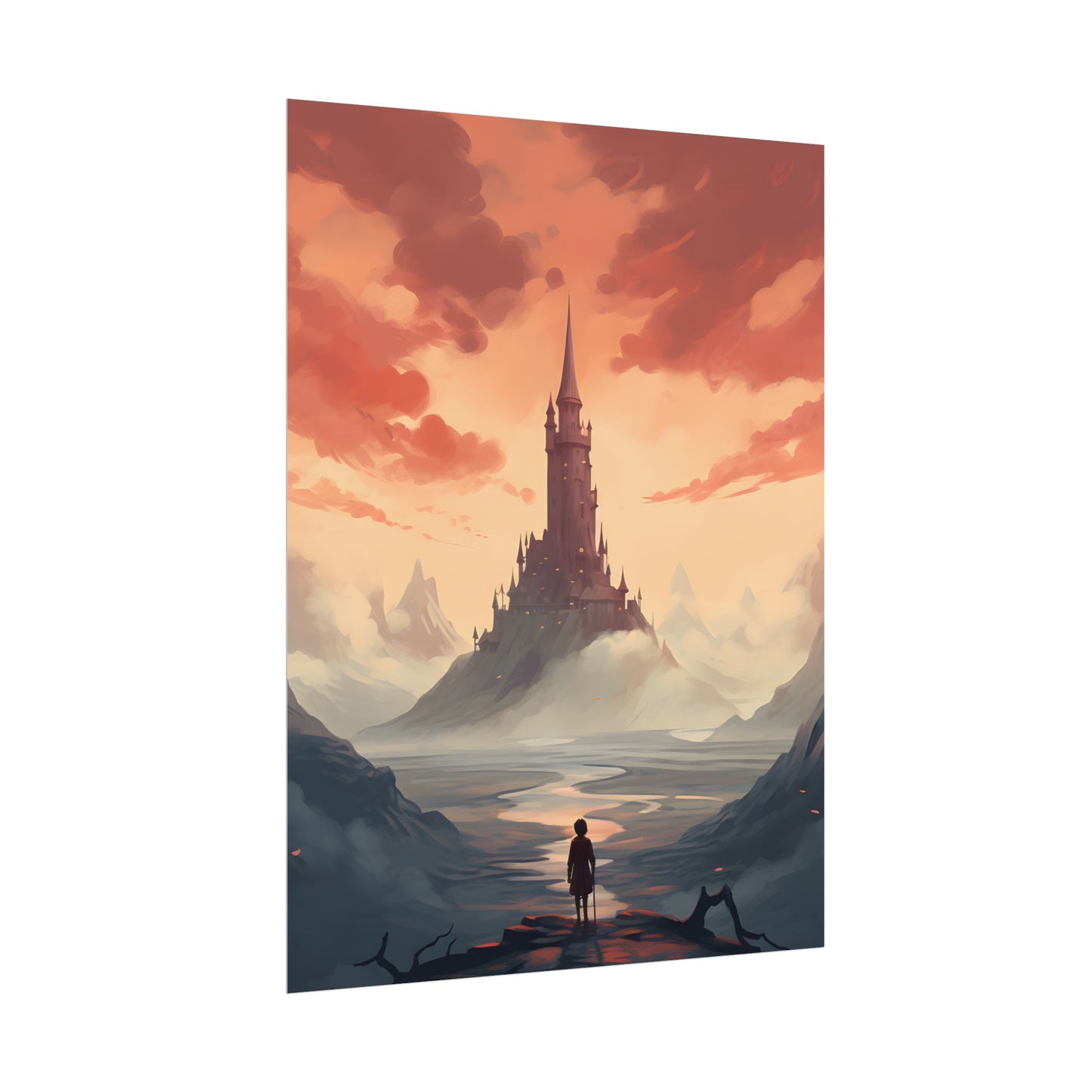 Winter Wonderland: Vibrant Snow-covered Scene with Cozy Red House - Poster