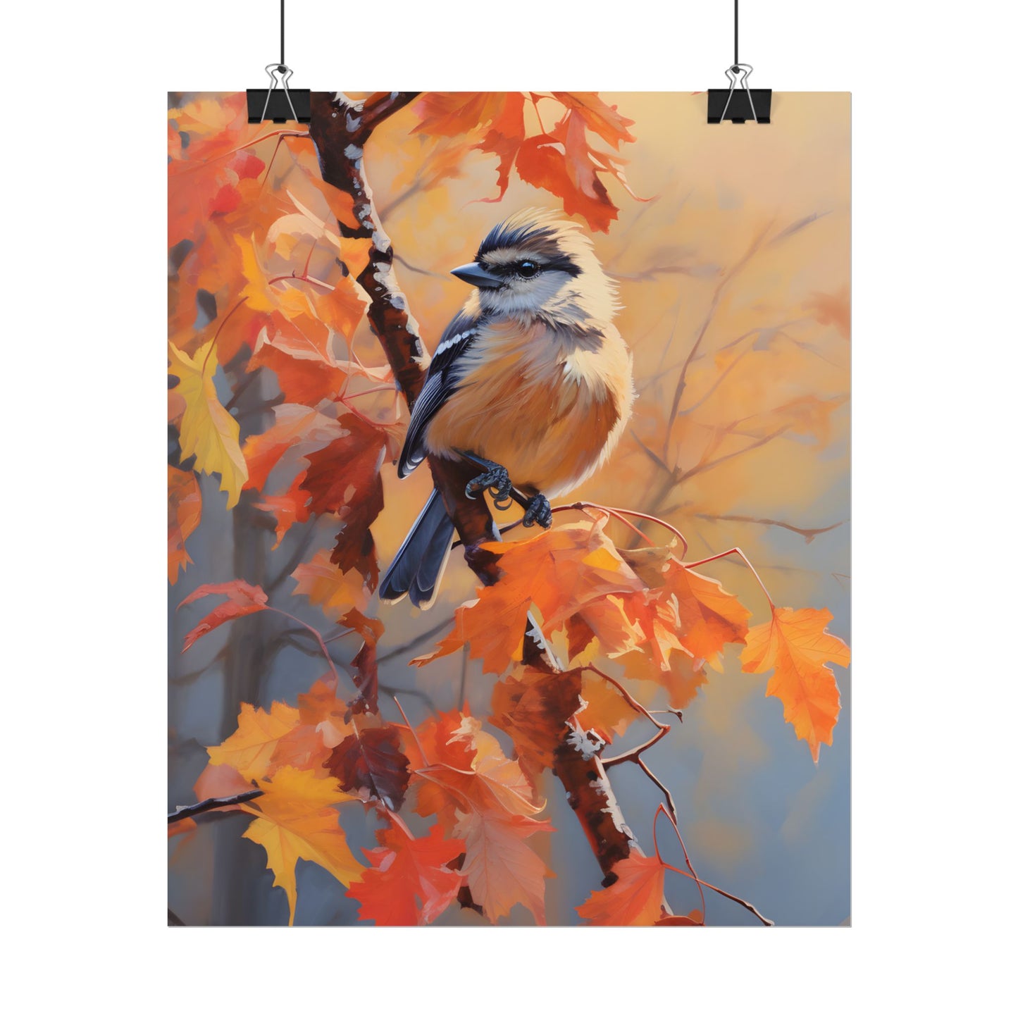 Vibrant Oak Branch: Oil Painting in Nature - Poster