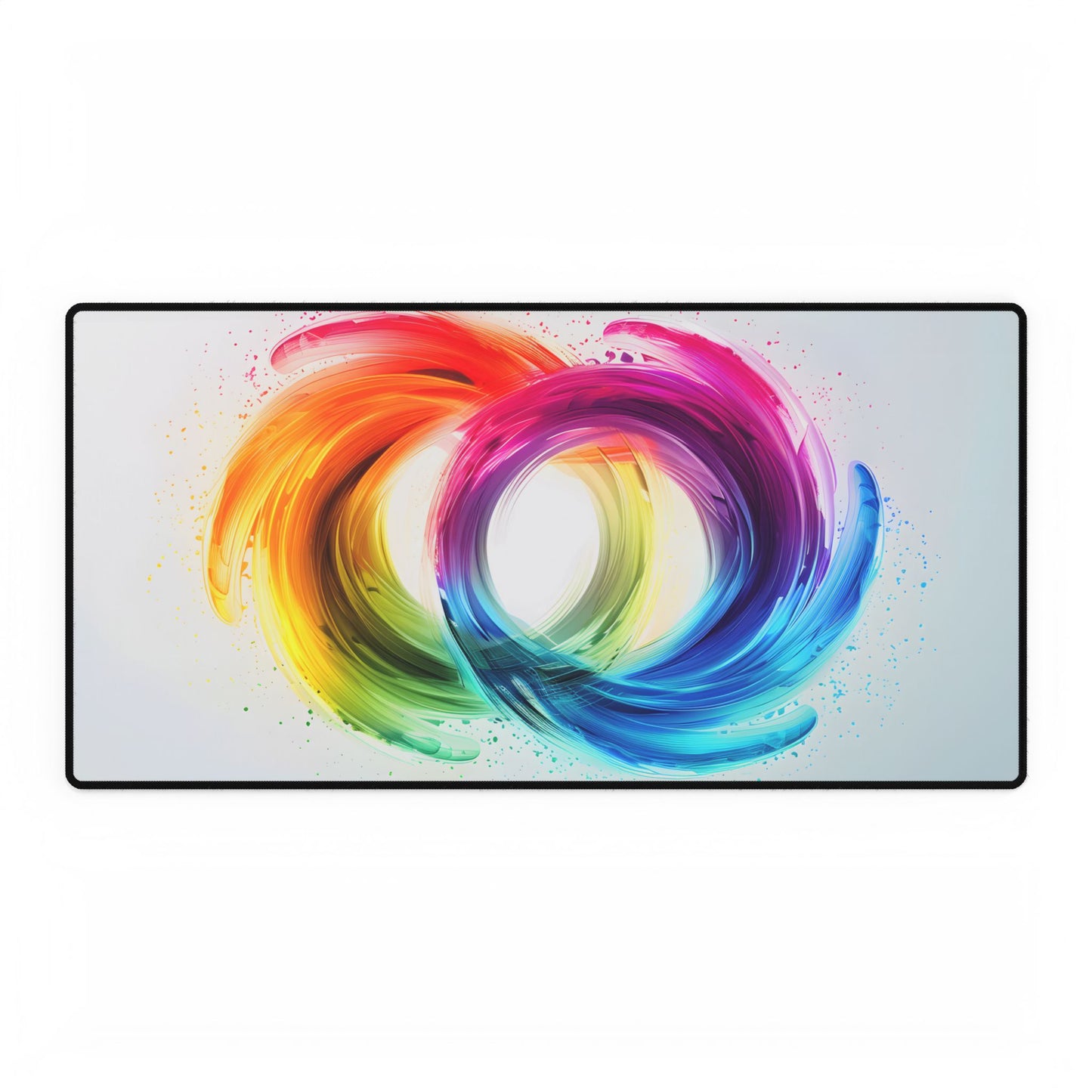 Swirling Colors: Gradient Artwork with Red, Blue, and Yellow Circles - Desk Mat
