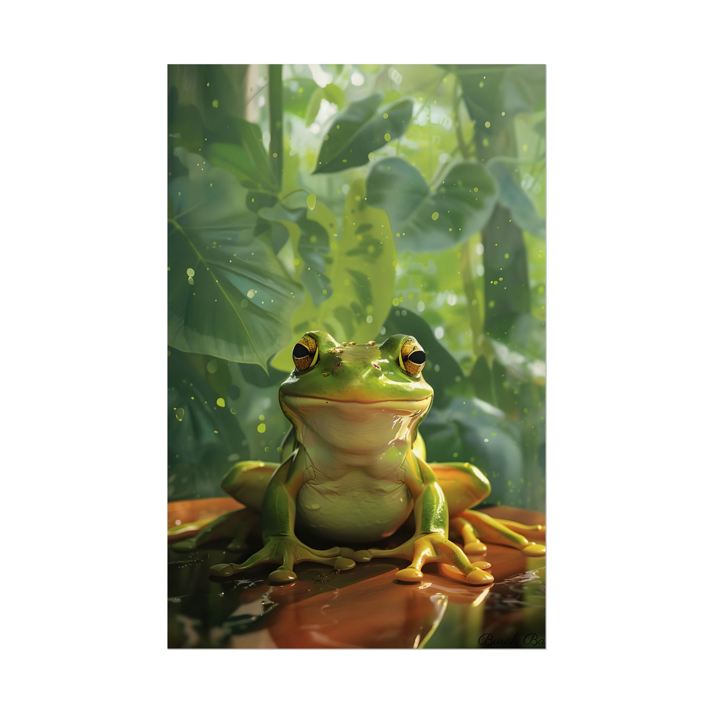 Whimsical Frog Oasis: A Peaceful Lily Pad Scene - Poster