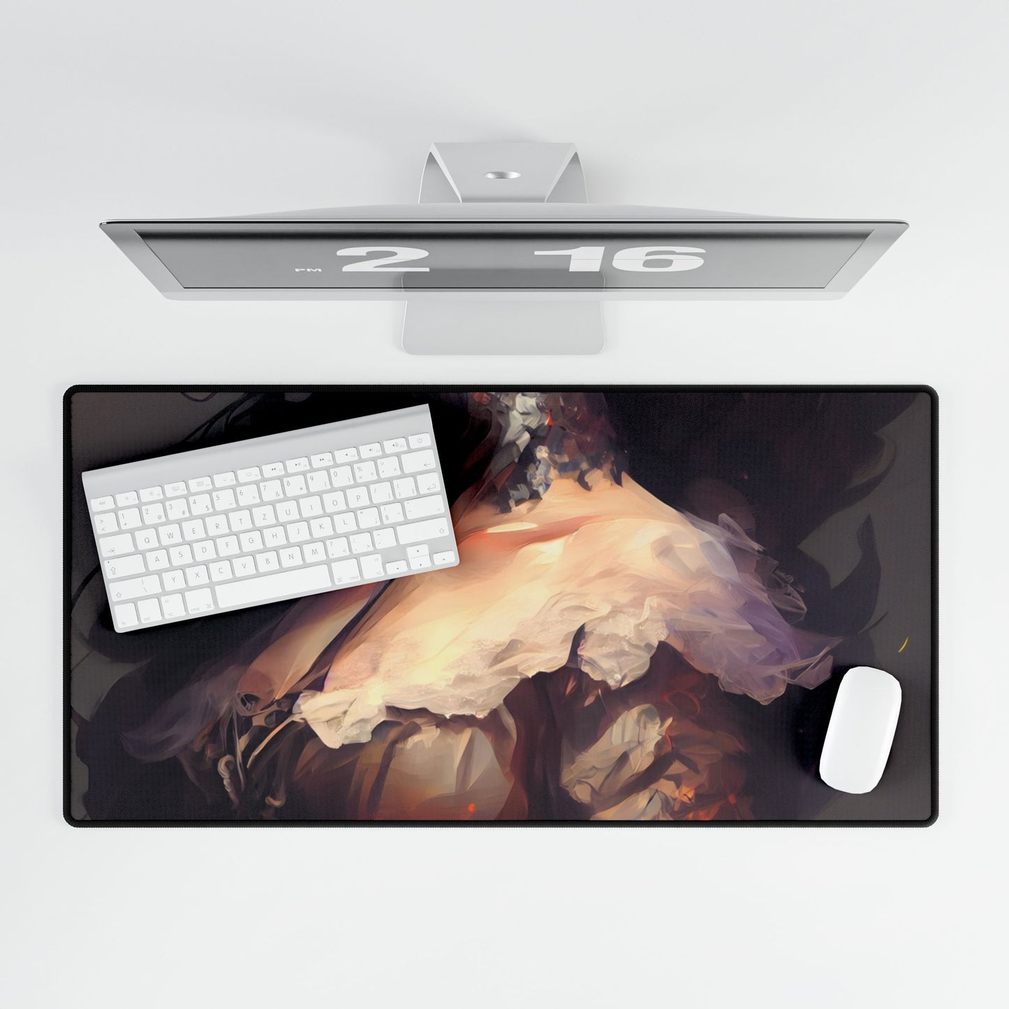 Lovely Brown Hair Portrait: Stunning Female Art - Desk Mat