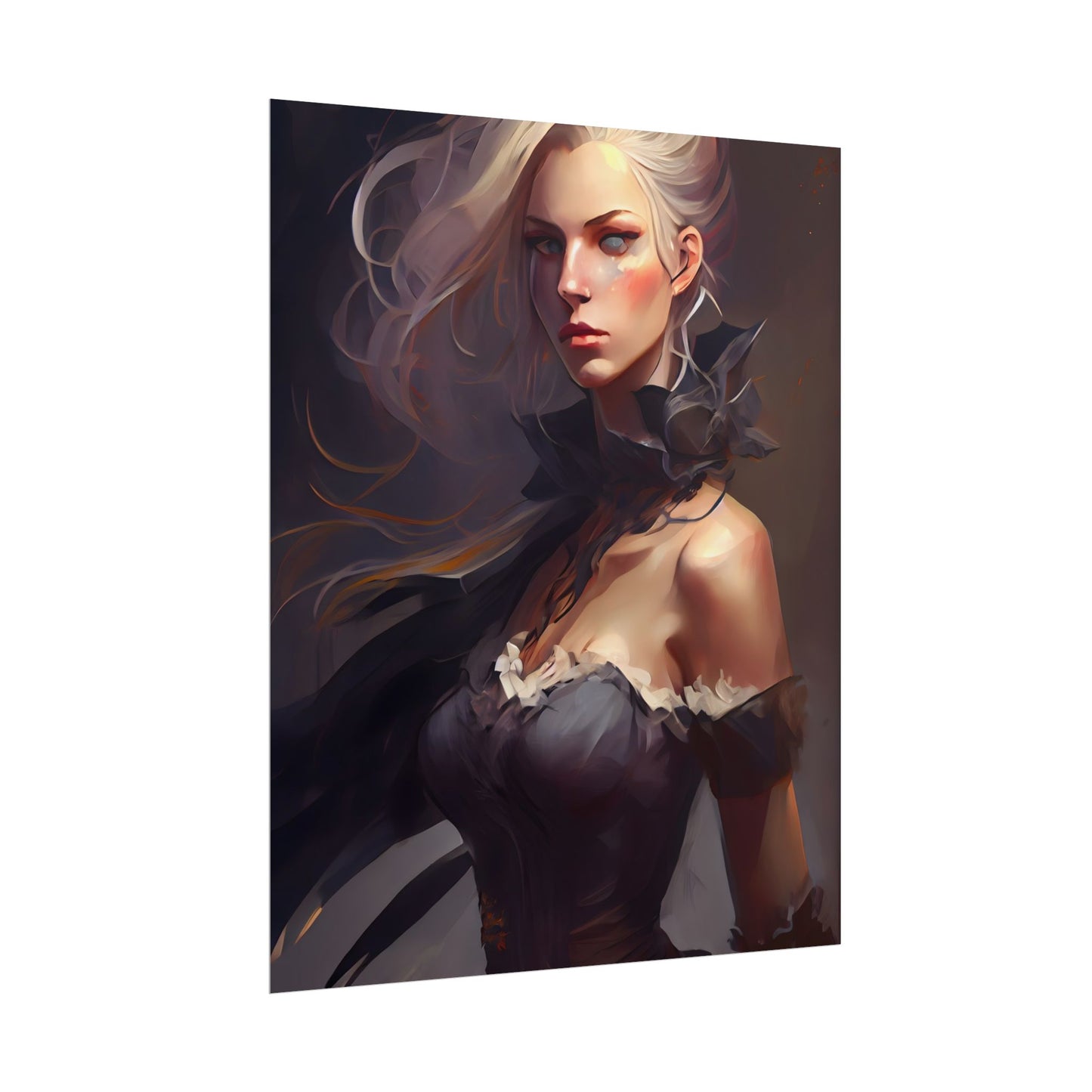 Elegant Blonde Beauty: Whirling Portrait Art - Poster