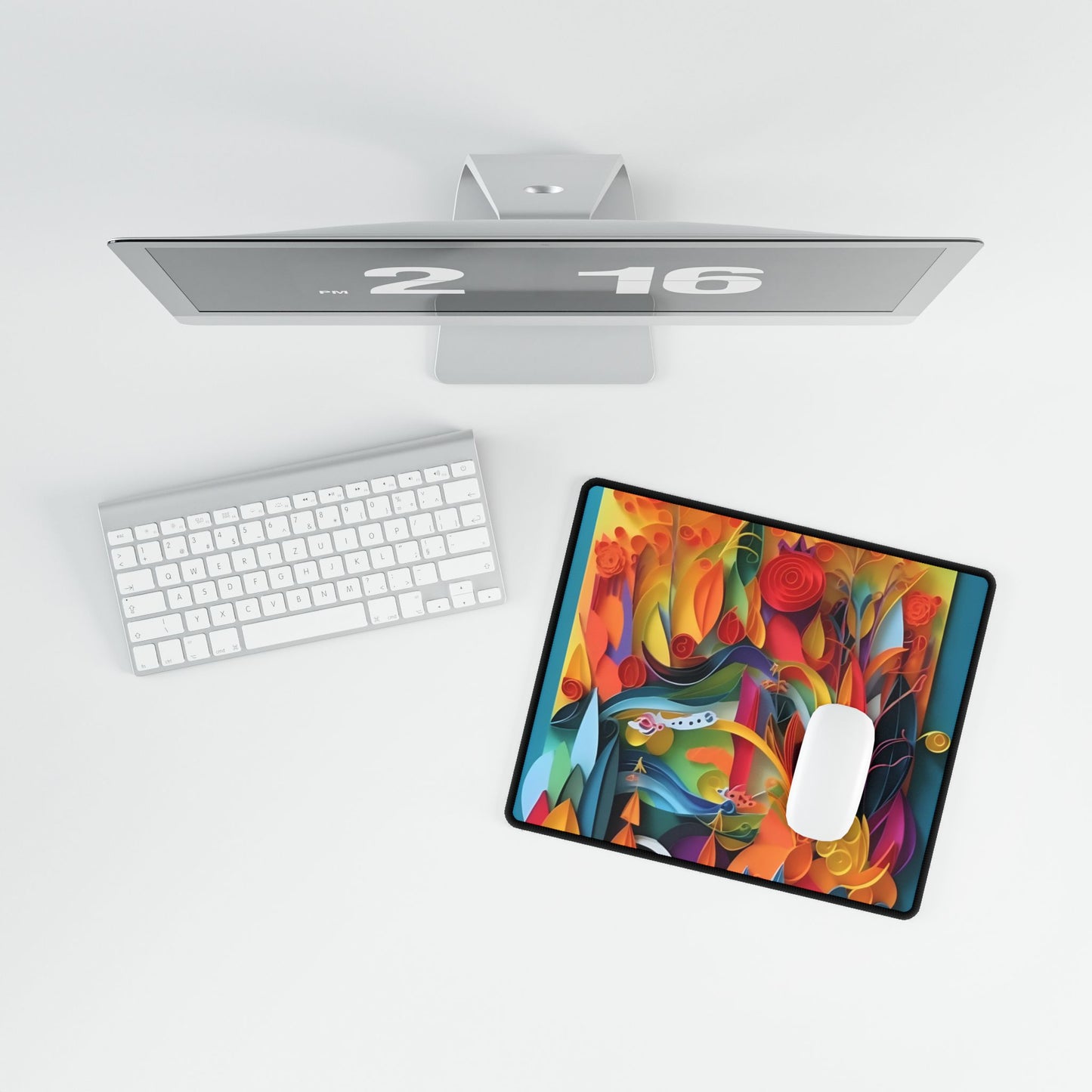 Colorful Quilled Indian Landscape Artwork - Desk Mat
