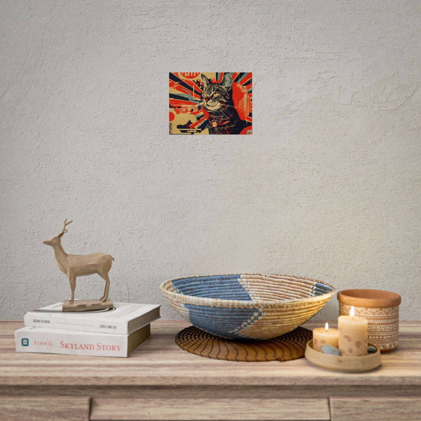 Whimsical Urban Wildlife: Cat Art in a Bolstered Setting - Poster